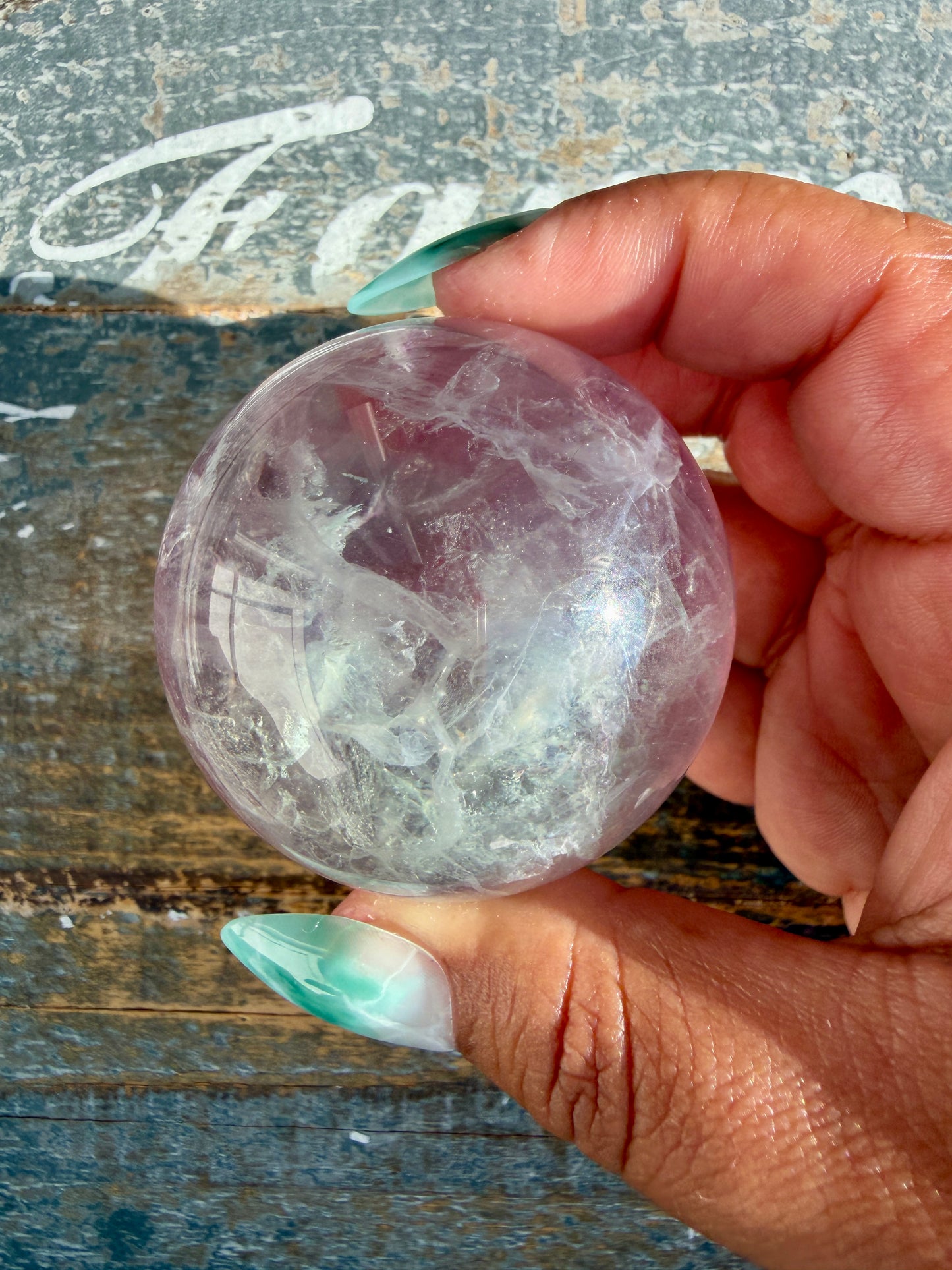Gorgeous Stormy Water Fluorite Sphere | Opt 2
