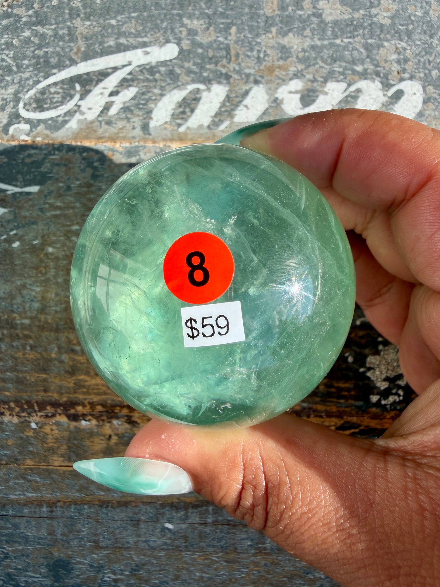 Gorgeous Stormy Water Fluorite Sphere | Opt 8