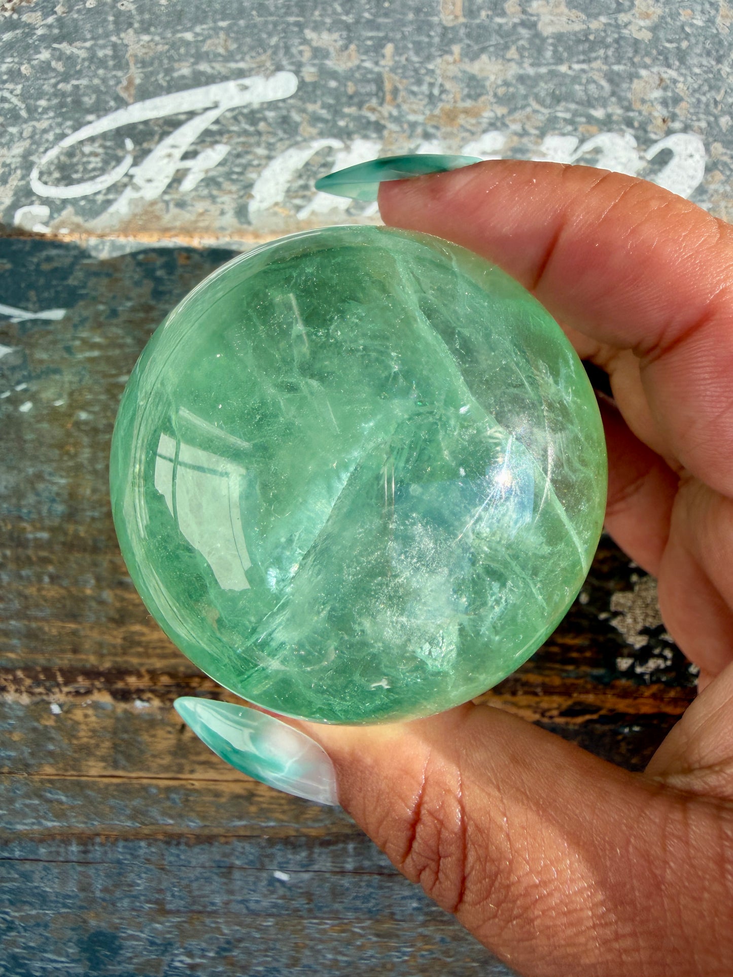 Gorgeous Stormy Water Fluorite Sphere | Opt 8
