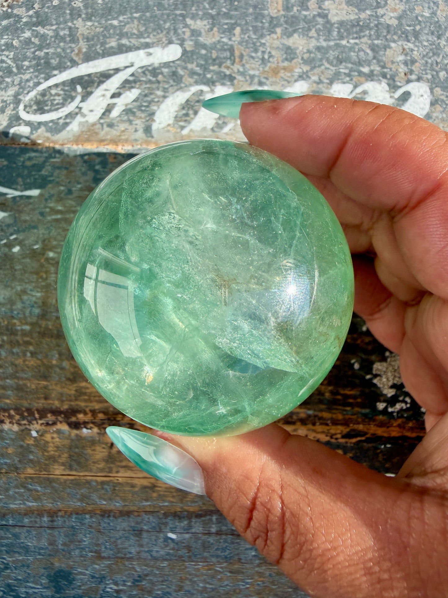 Gorgeous Stormy Water Fluorite Sphere | Opt 8