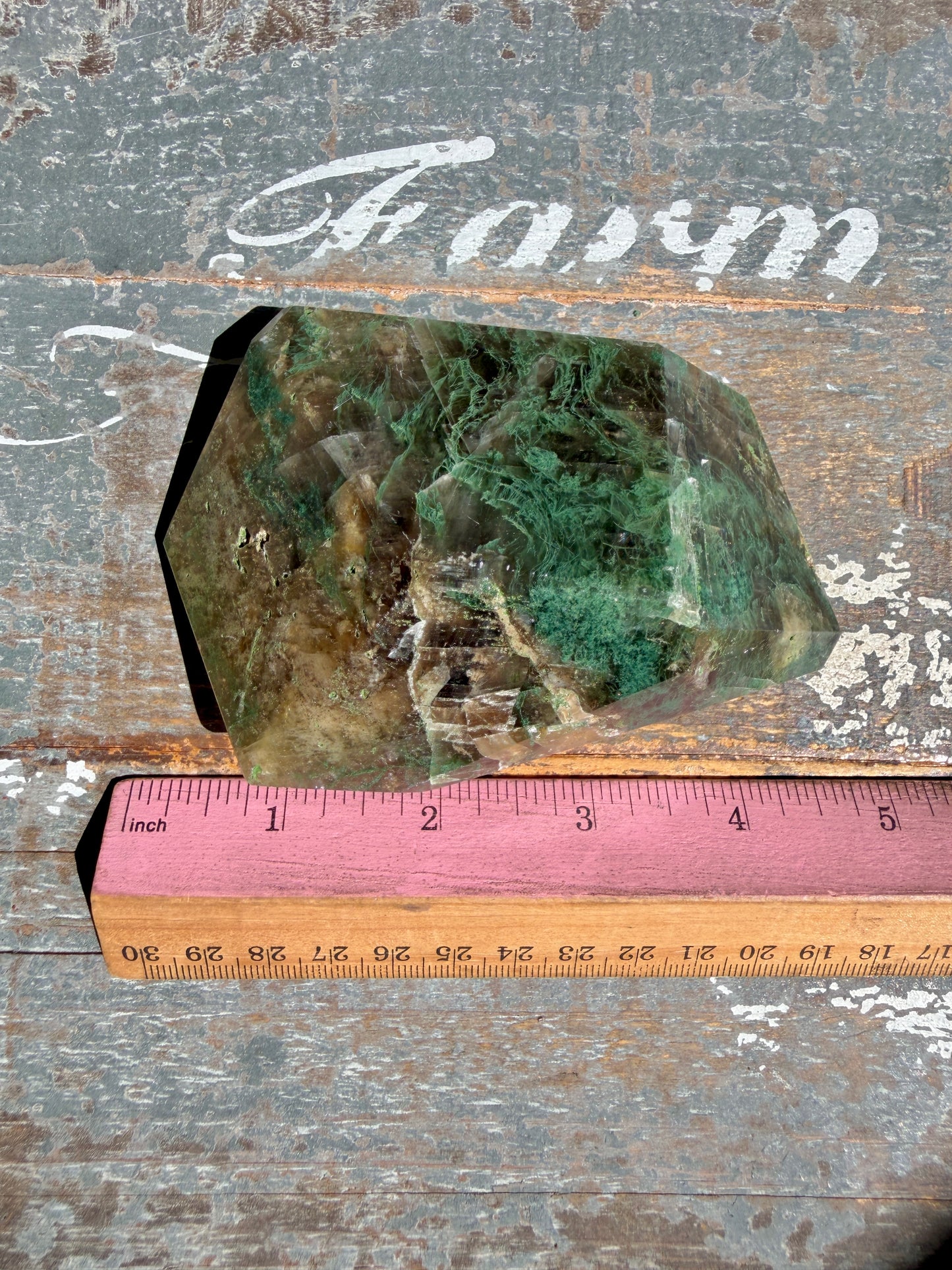 Gorgeous Optical Calcite + Moss Agate Combo Mineral Freeform From India | Opt 2