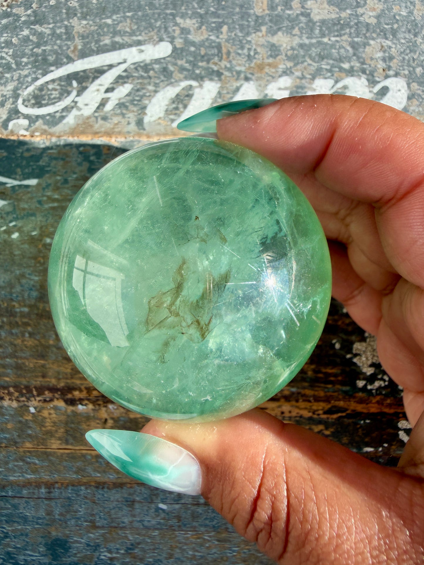 Gorgeous Stormy Water Fluorite Sphere | Opt 8