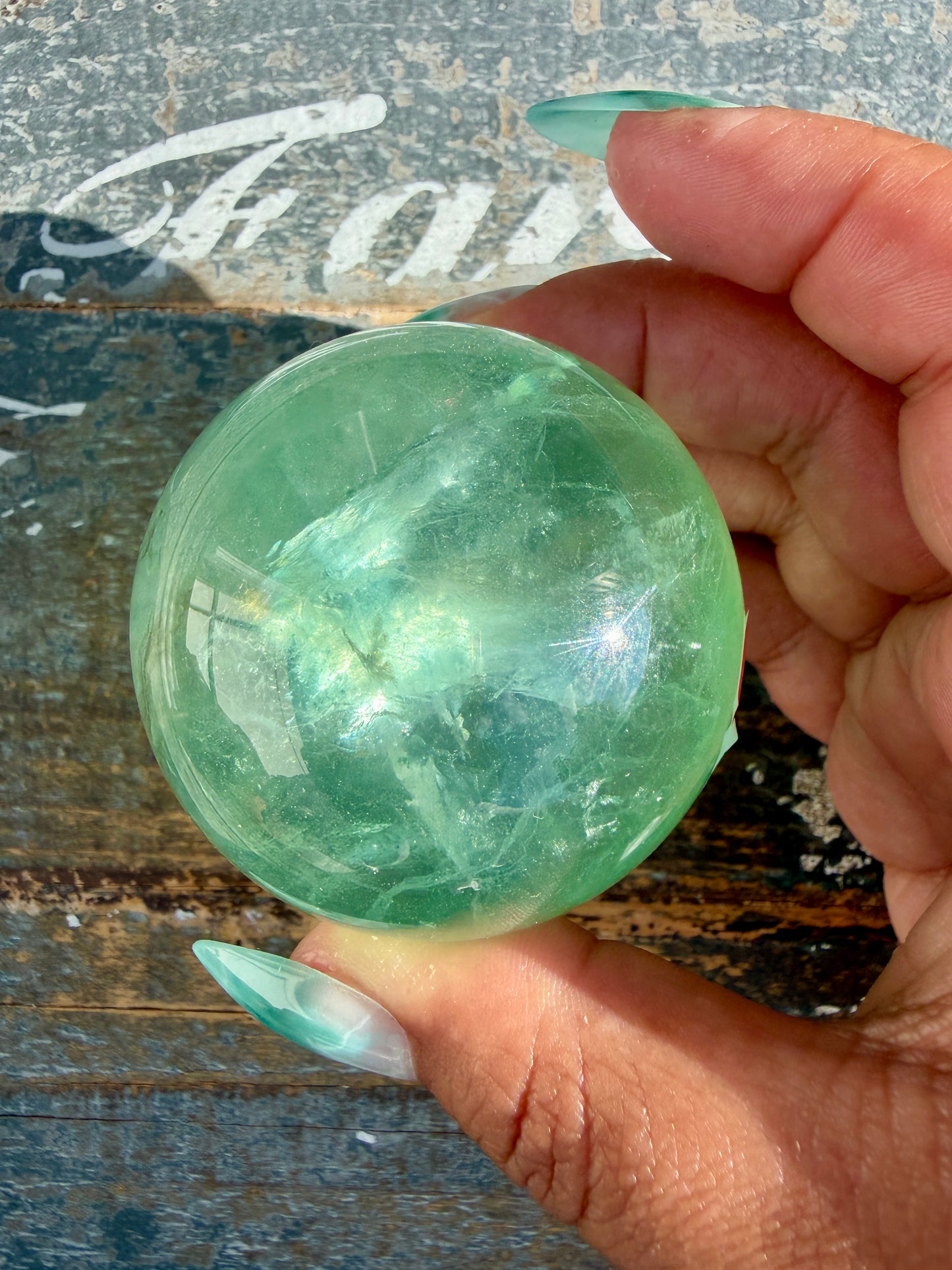 Gorgeous Stormy Water Fluorite Sphere | Opt 8
