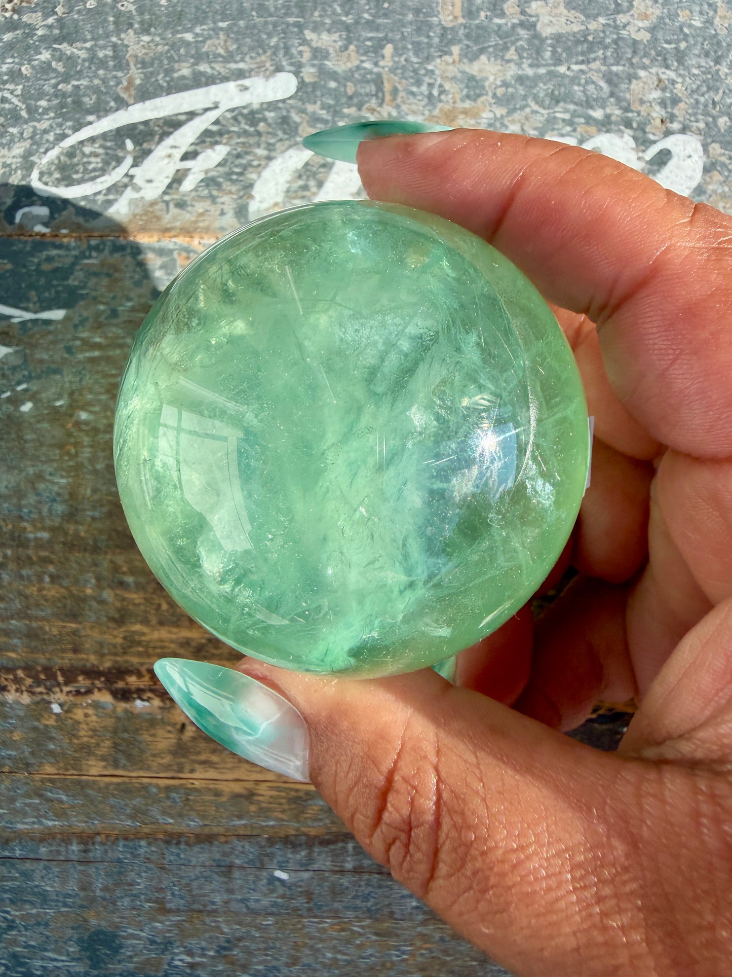 Gorgeous Stormy Water Fluorite Sphere | Opt 8