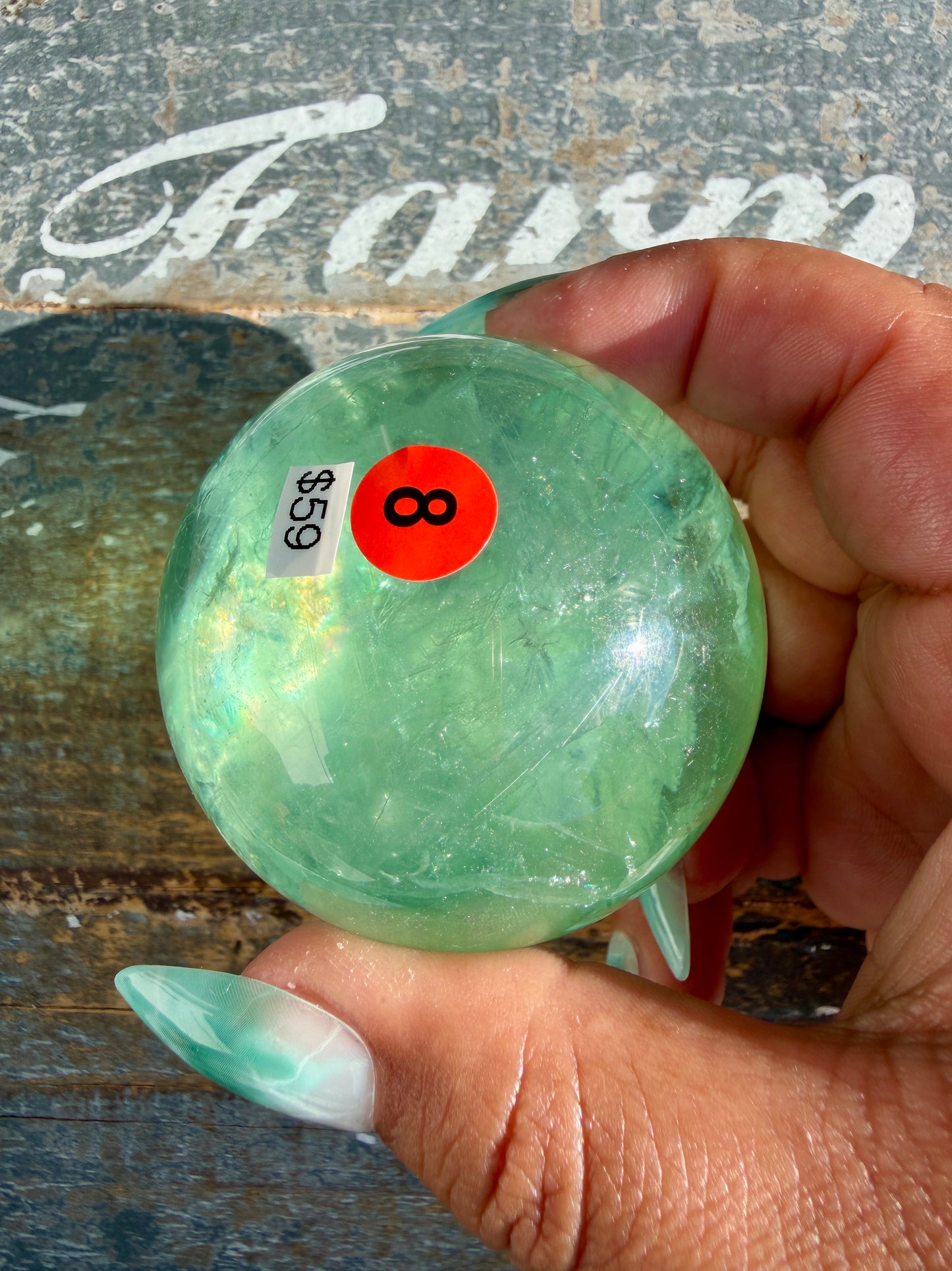 Gorgeous Stormy Water Fluorite Sphere | Opt 8