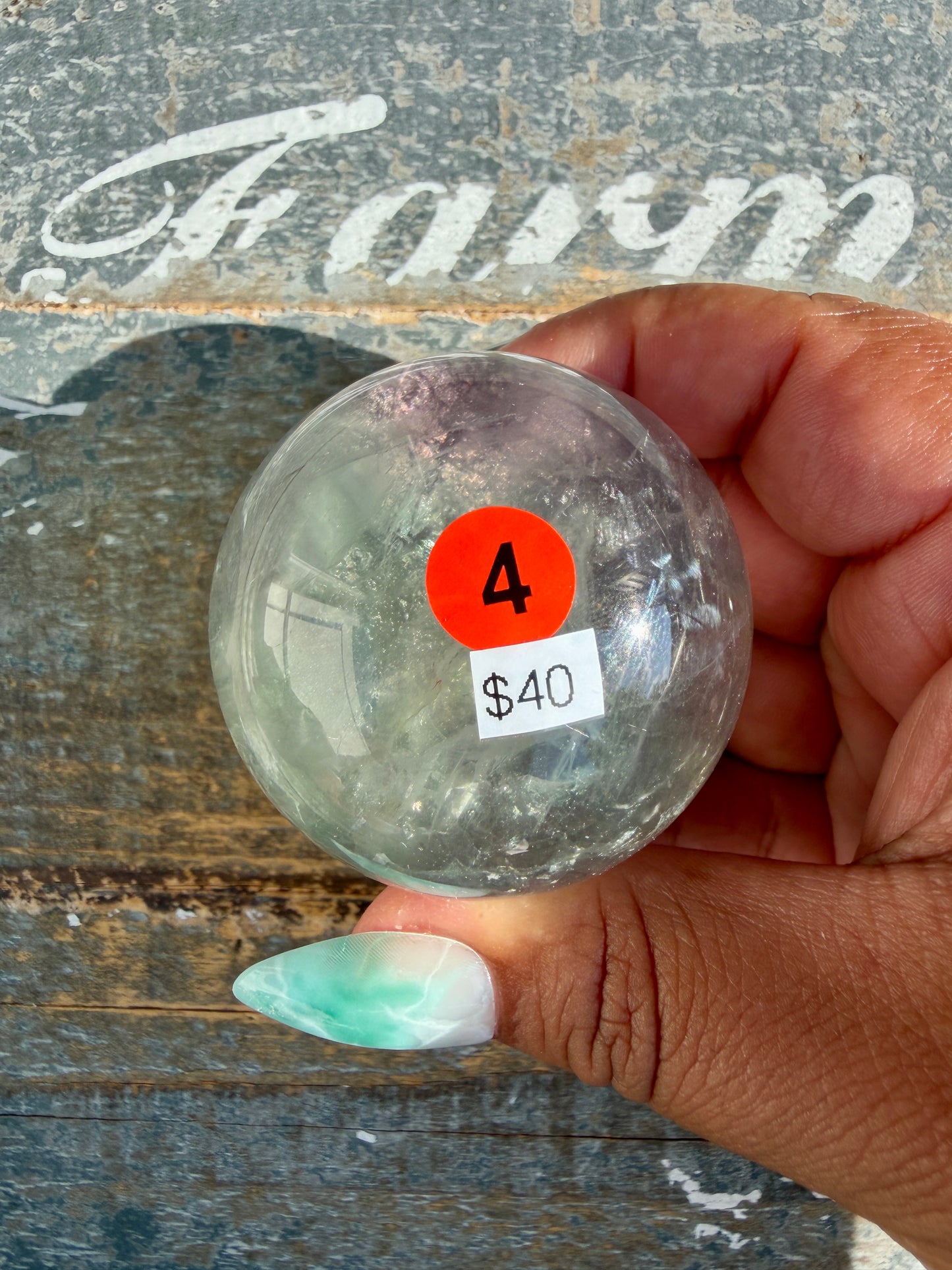 Gorgeous Stormy Water Fluorite Sphere | Opt 4