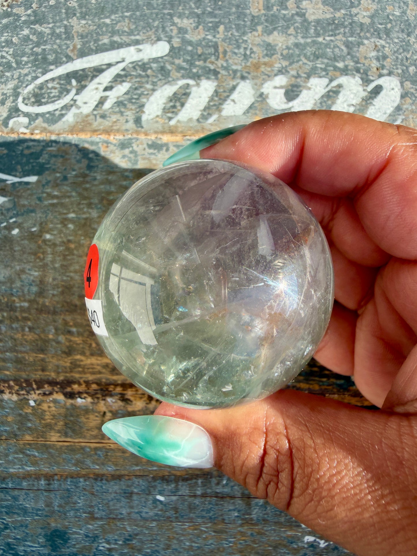 Gorgeous Stormy Water Fluorite Sphere | Opt 4