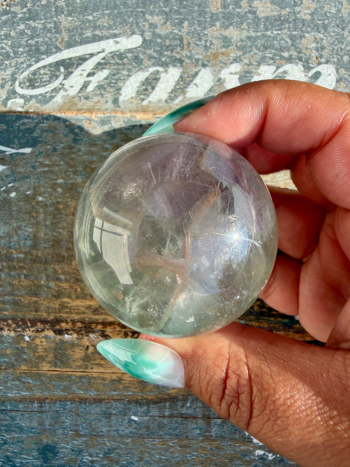 Gorgeous Stormy Water Fluorite Sphere | Opt 4