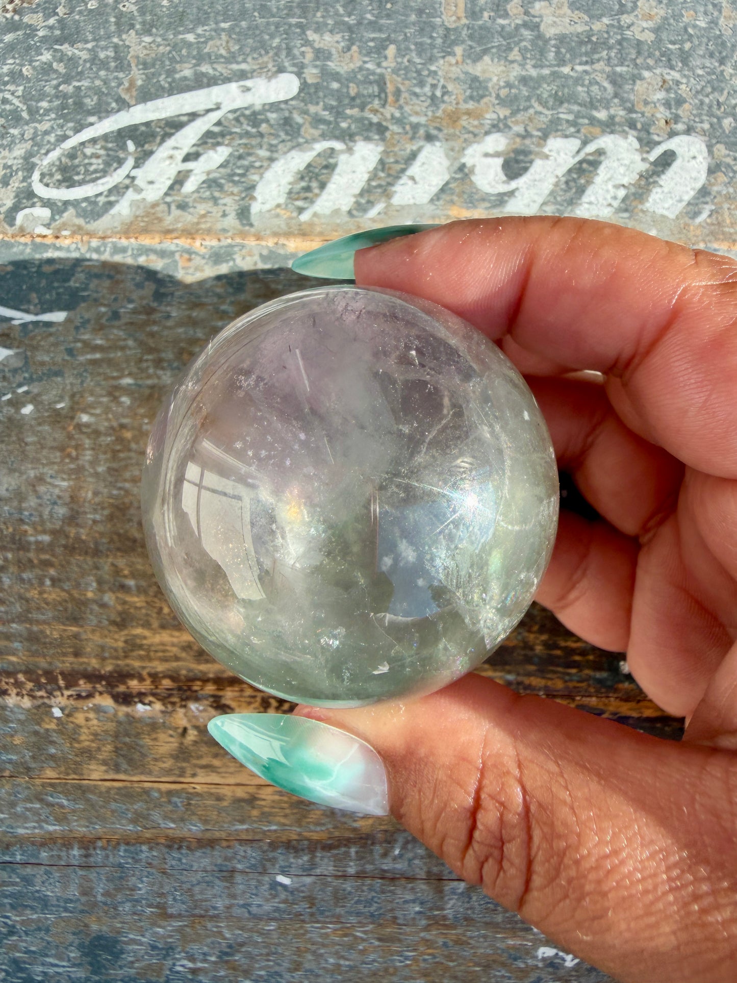 Gorgeous Stormy Water Fluorite Sphere | Opt 4