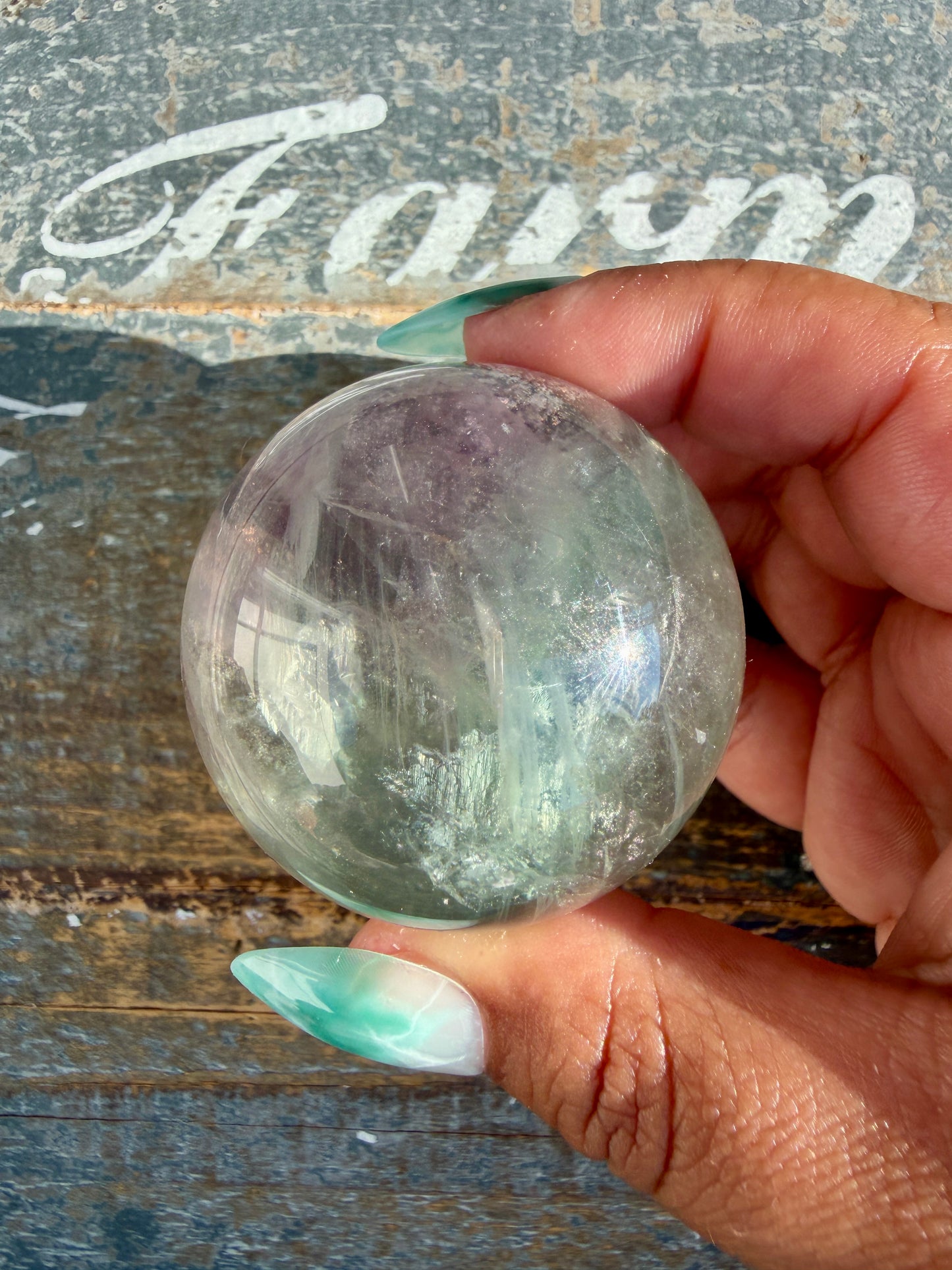 Gorgeous Stormy Water Fluorite Sphere | Opt 4