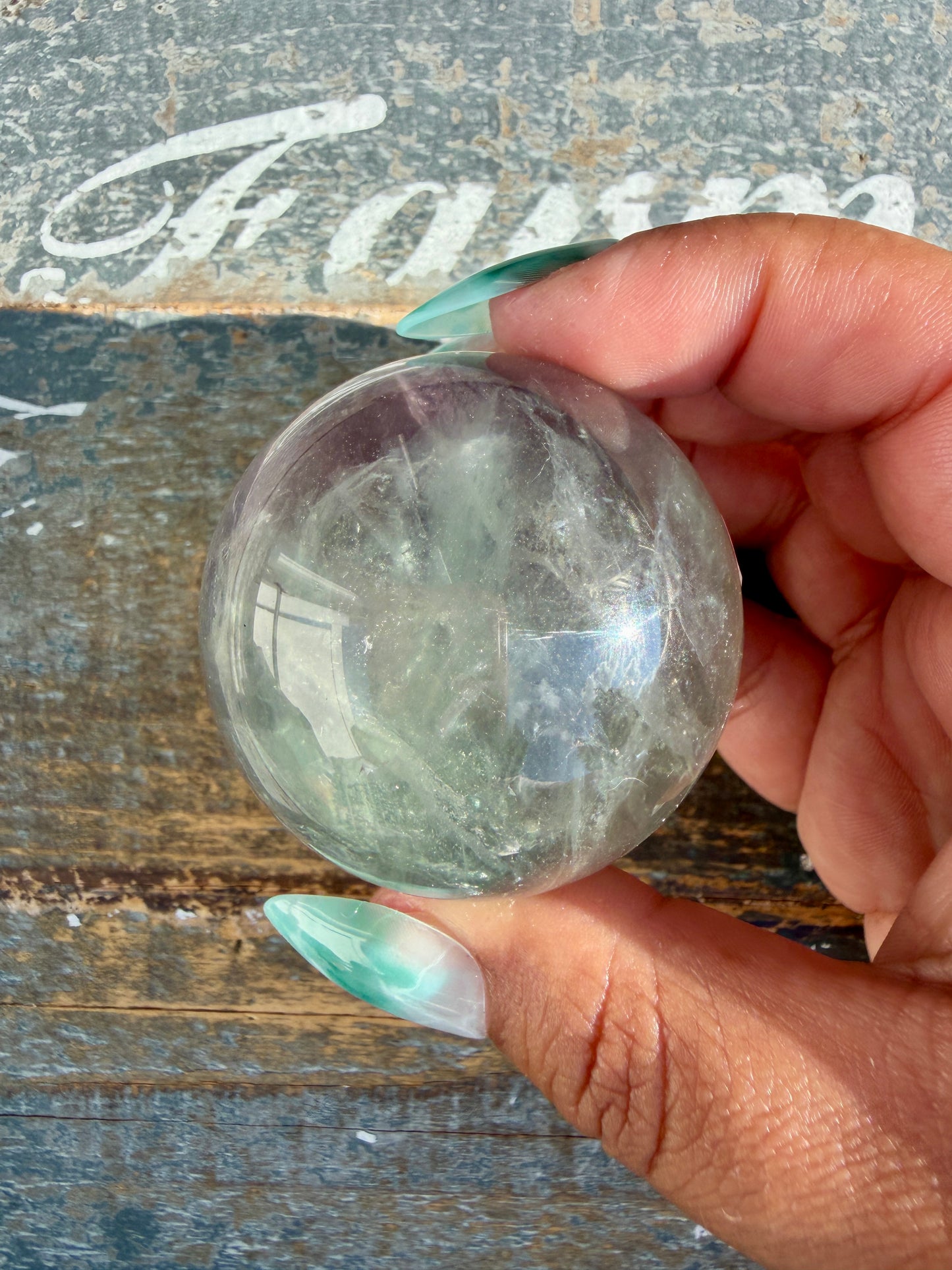 Gorgeous Stormy Water Fluorite Sphere | Opt 4