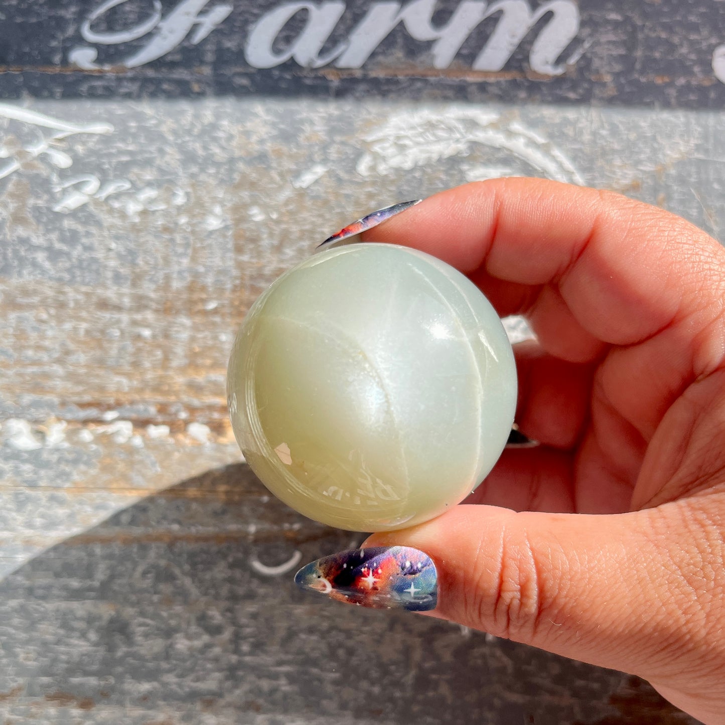 Gorgeous Sage Green Moonstone Sphere from Tanzania