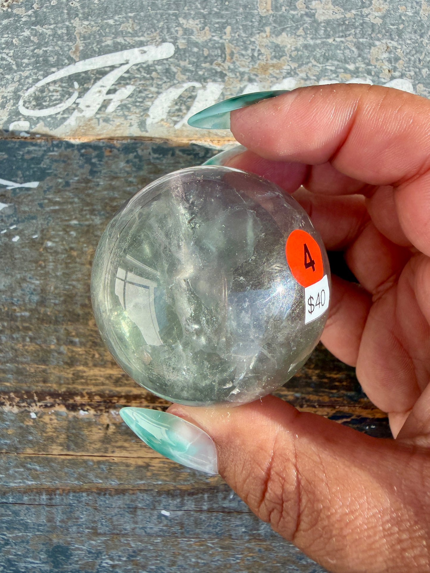 Gorgeous Stormy Water Fluorite Sphere | Opt 4
