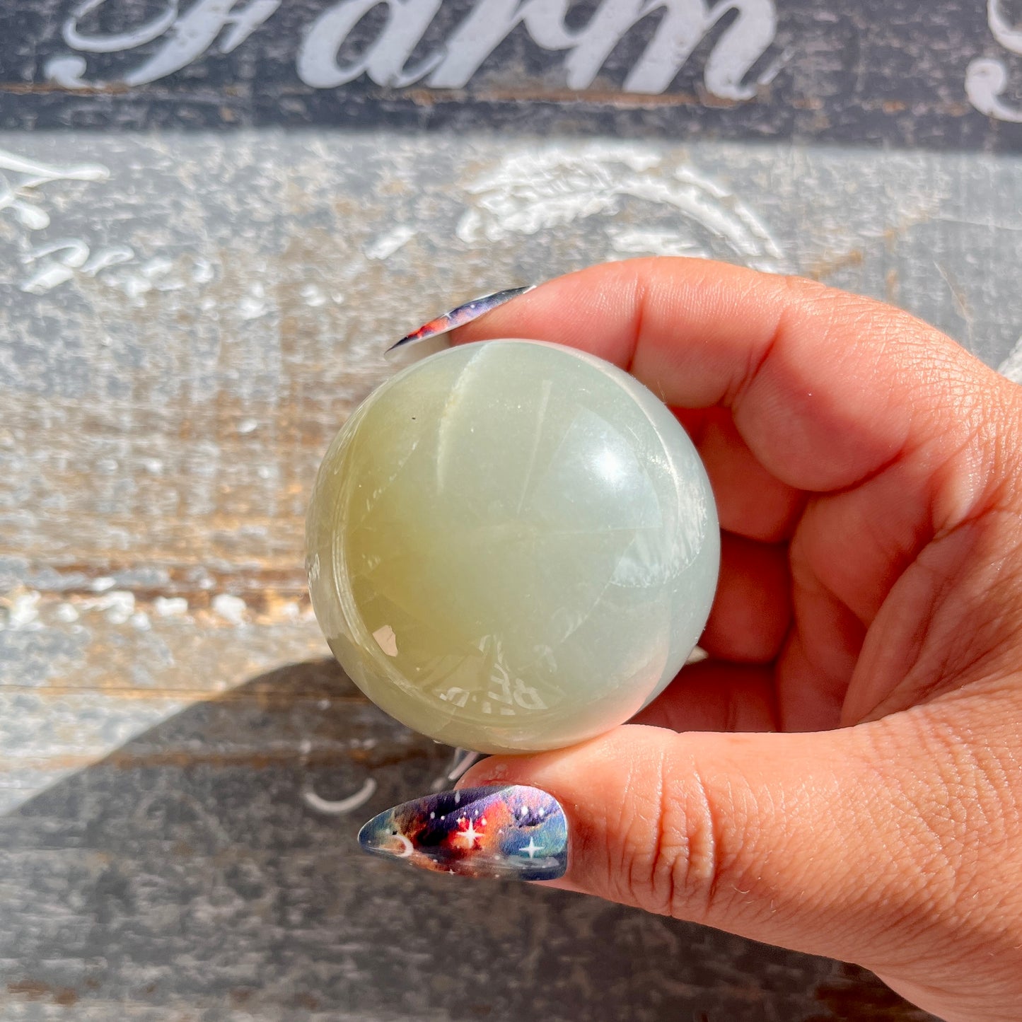 Gorgeous Sage Green Moonstone Sphere from Tanzania