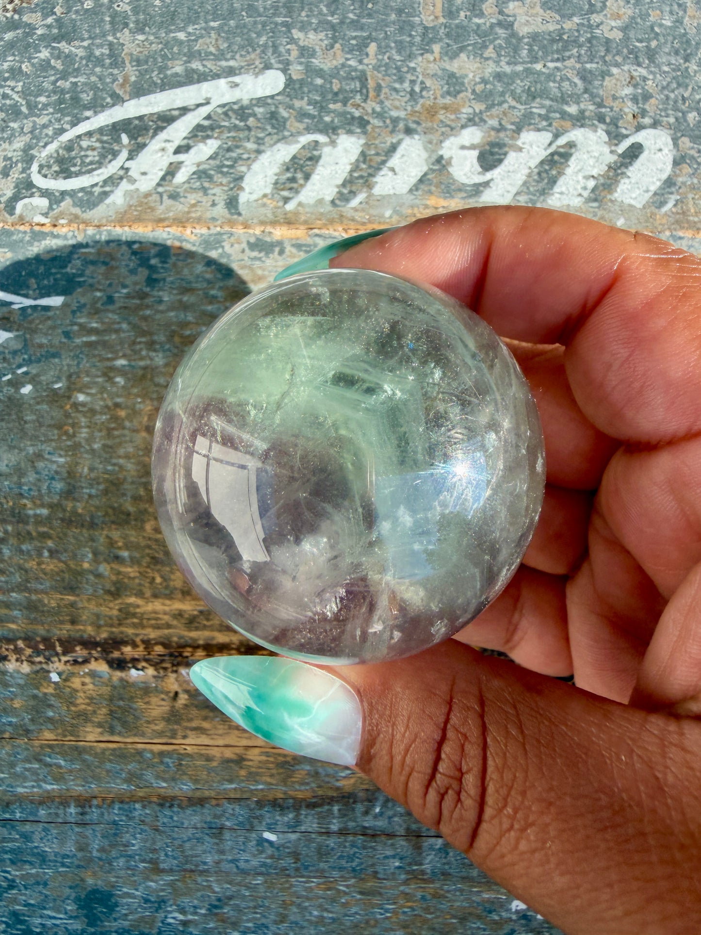 Gorgeous Stormy Water Fluorite Sphere | Opt 4