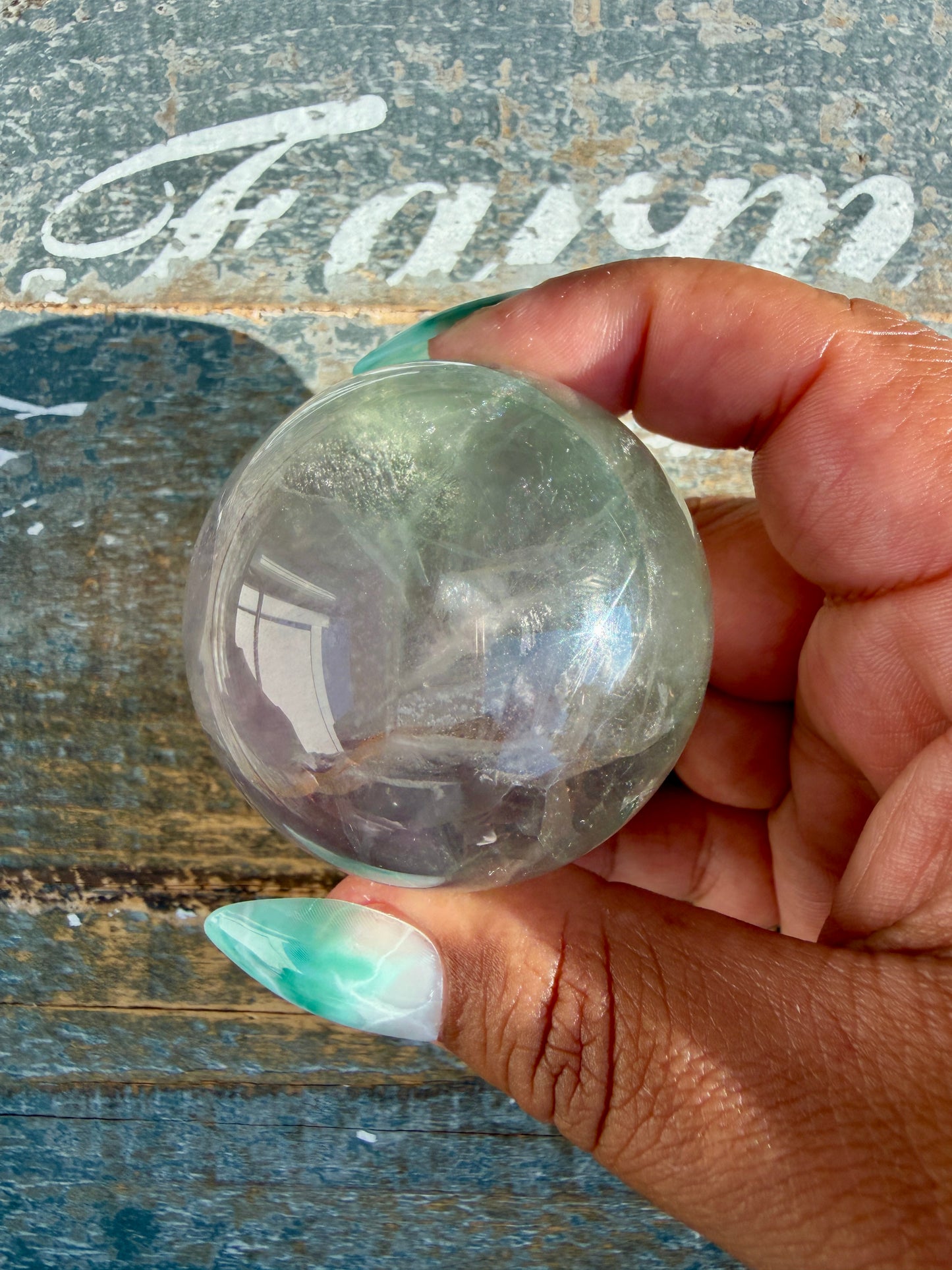 Gorgeous Stormy Water Fluorite Sphere | Opt 4