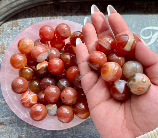 One (1) Gorgeous Cherry Tomato Carnelian Mini Sphere