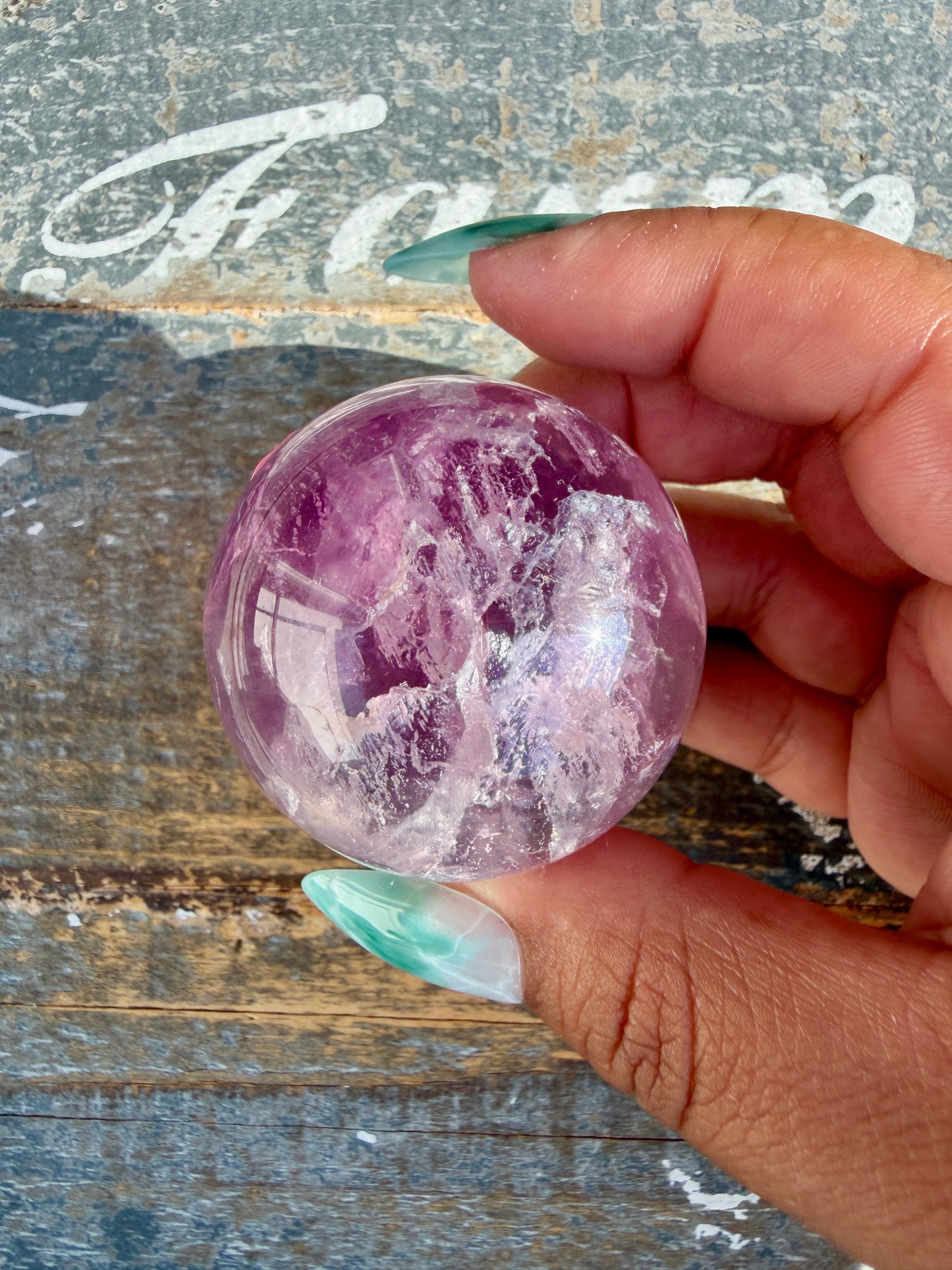Gorgeous Stormy Water Fluorite Sphere | Opt 9