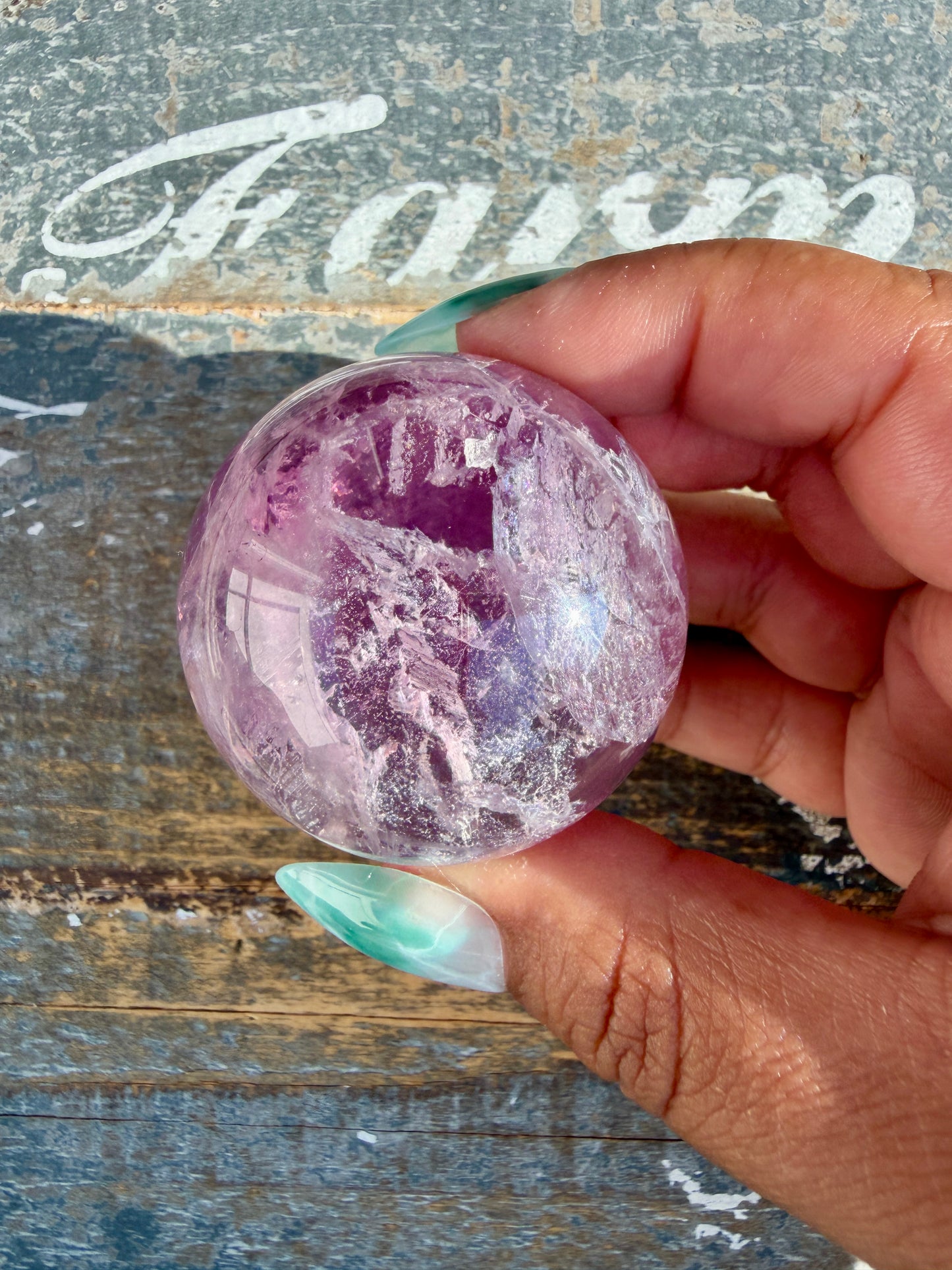 Gorgeous Stormy Water Fluorite Sphere | Opt 9