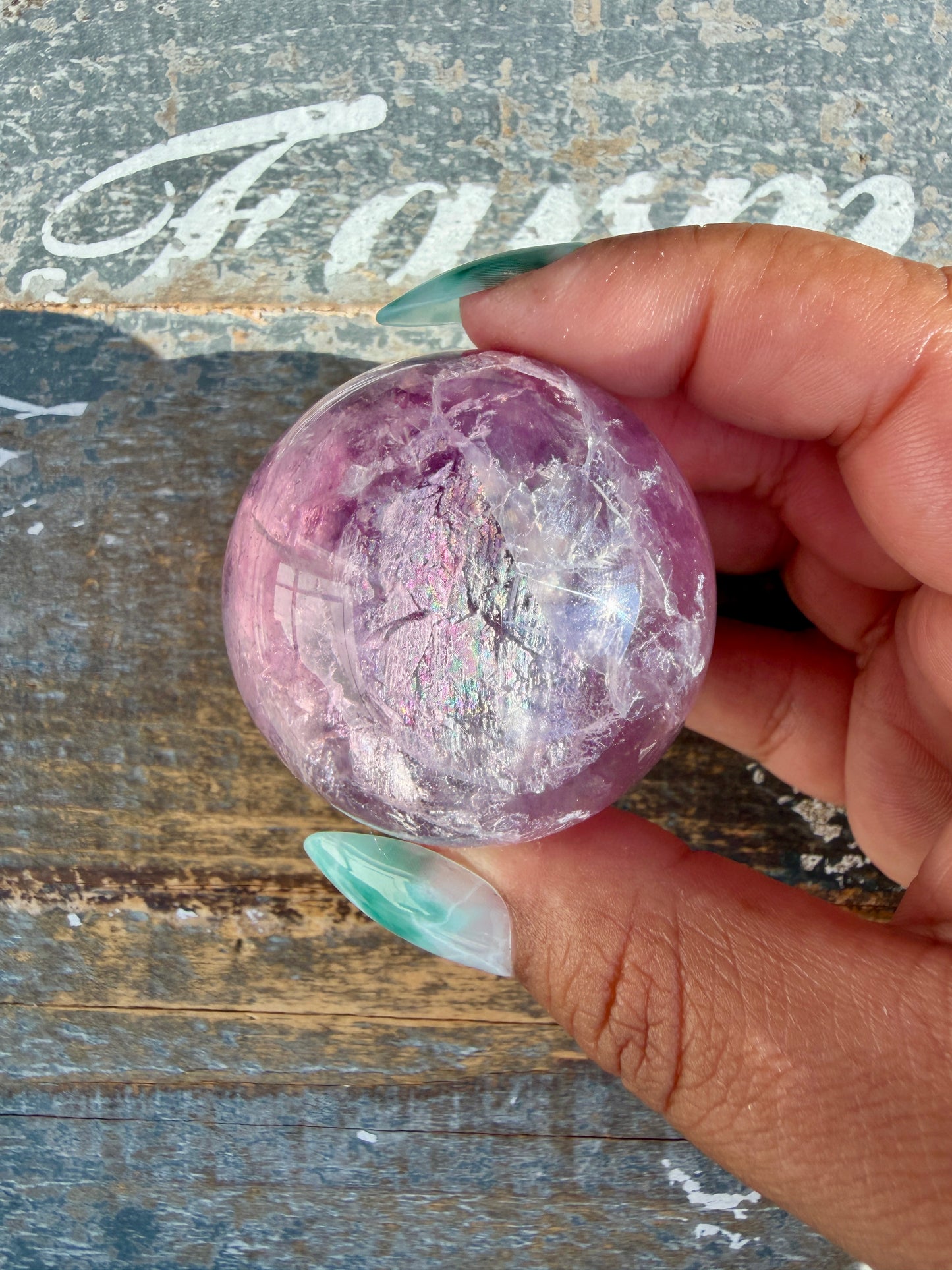 Gorgeous Stormy Water Fluorite Sphere | Opt 9