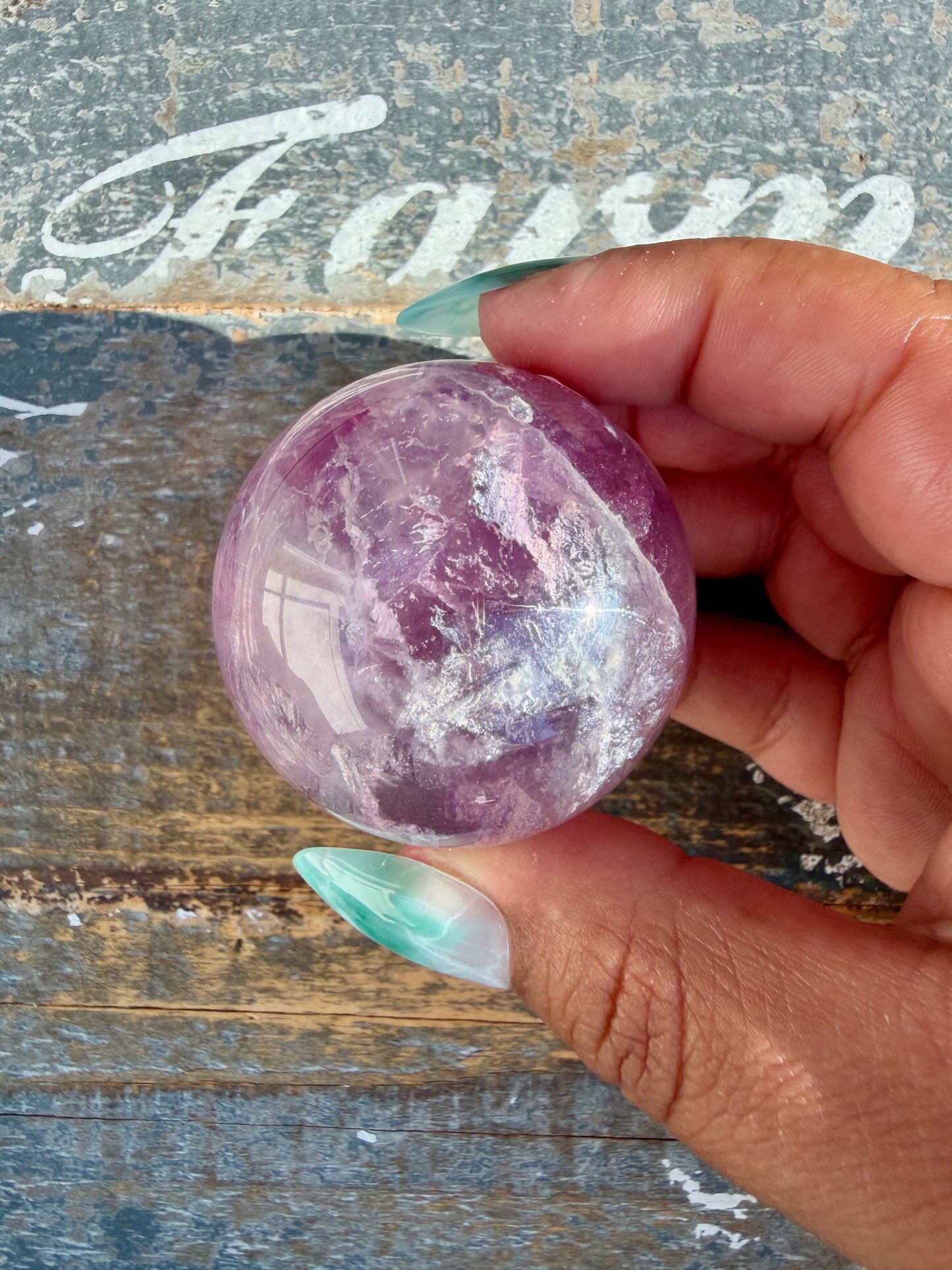 Gorgeous Stormy Water Fluorite Sphere | Opt 9