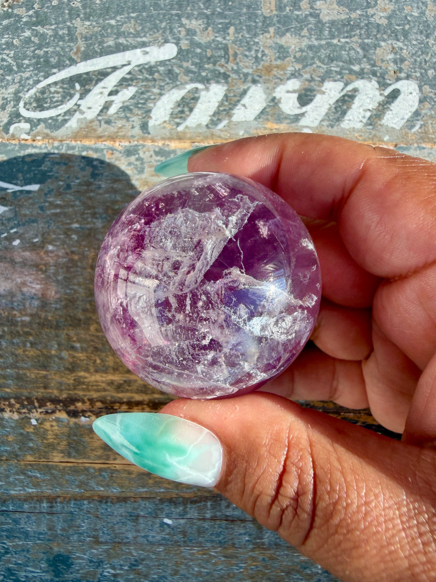 Gorgeous Stormy Water Fluorite Sphere | Opt 9