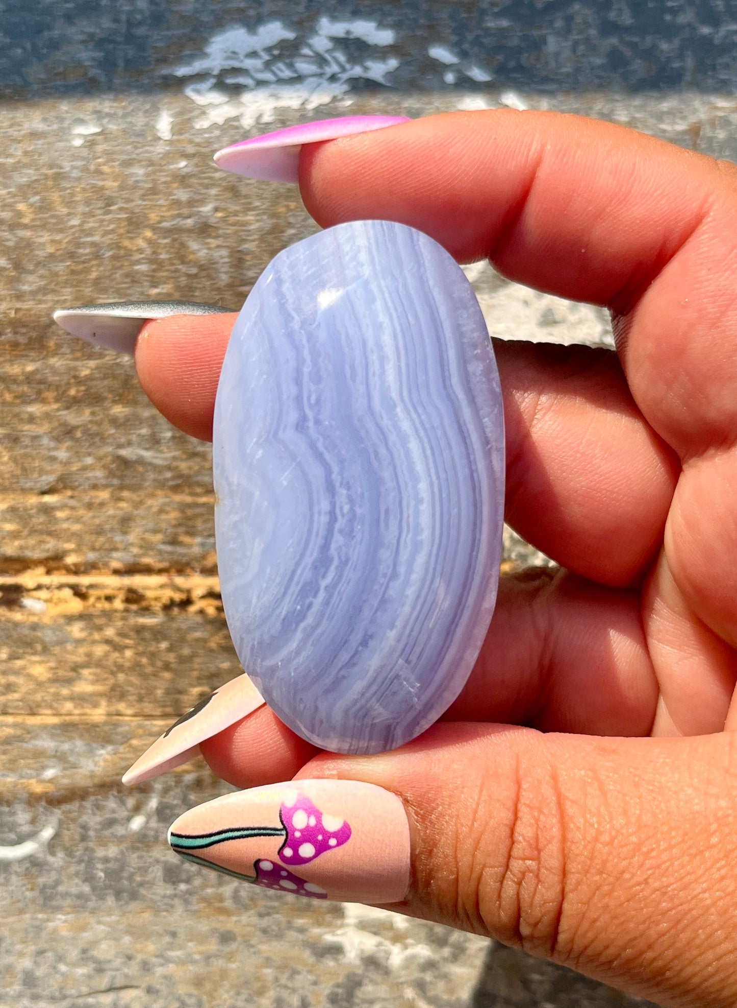 Gorgeous Blue Lace Agate Palm Stone