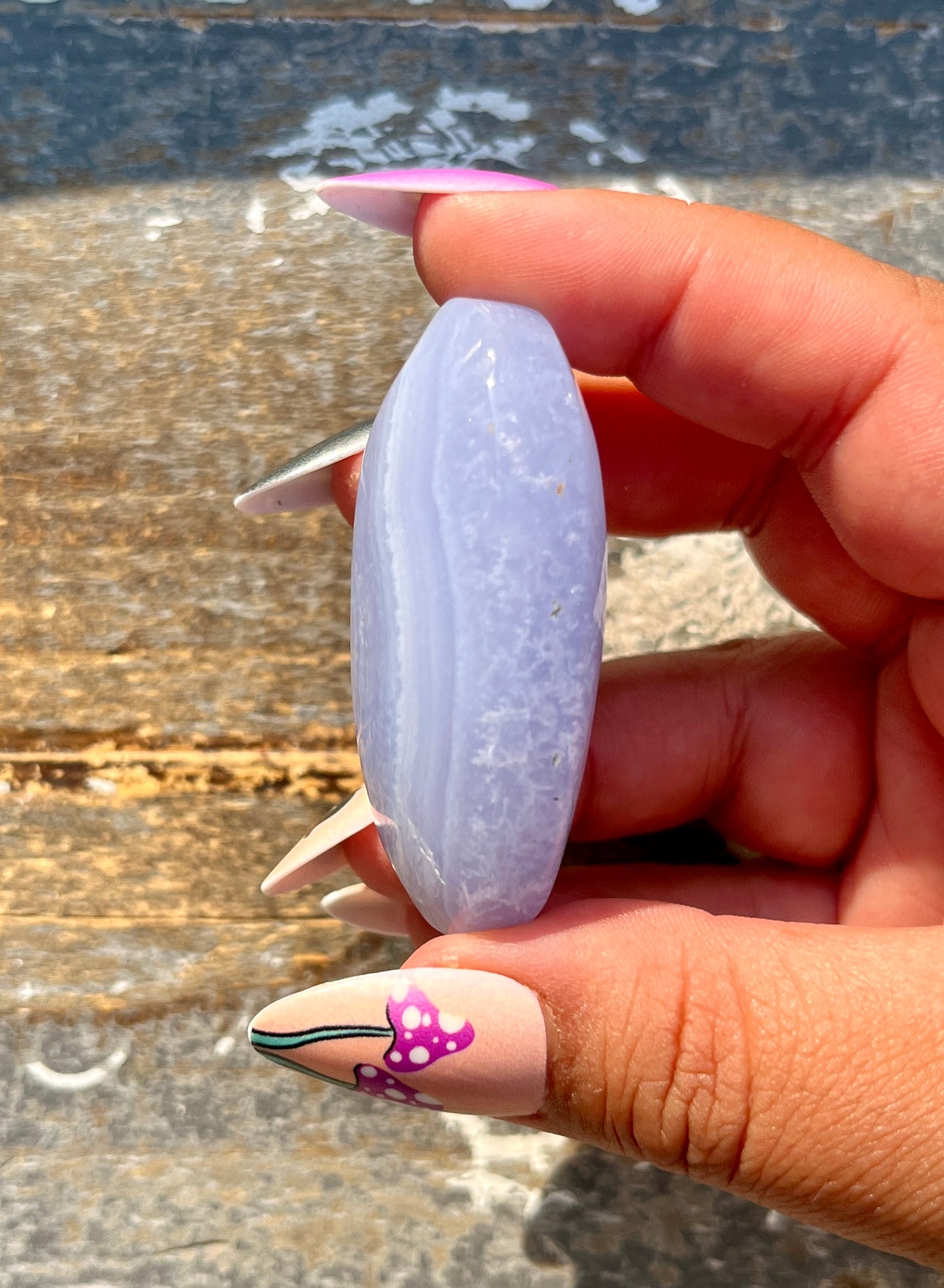 Gorgeous Blue Lace Agate Palm Stone