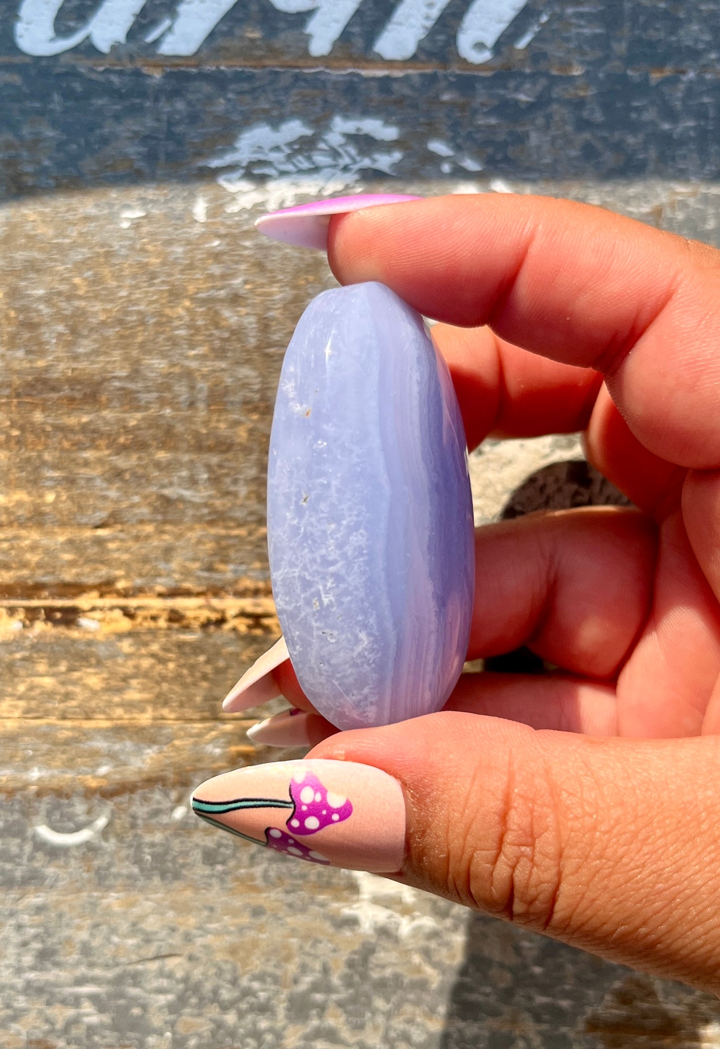 Gorgeous Blue Lace Agate Palm Stone