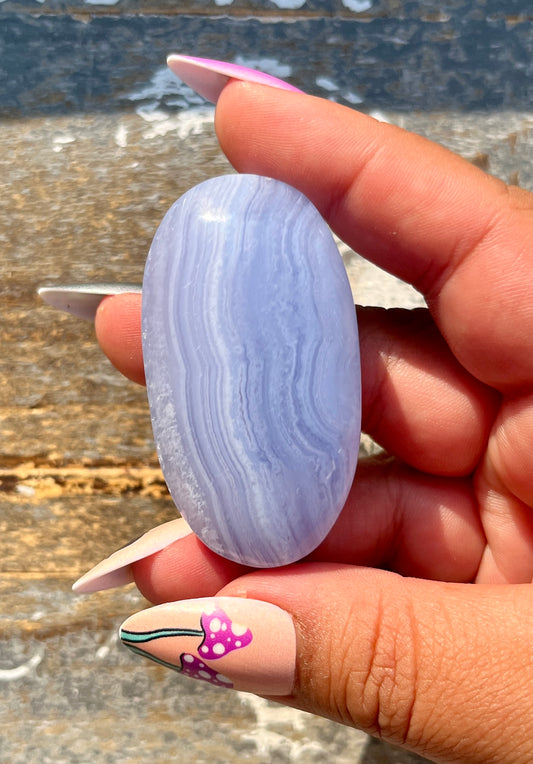 Gorgeous Blue Lace Agate Palm Stone