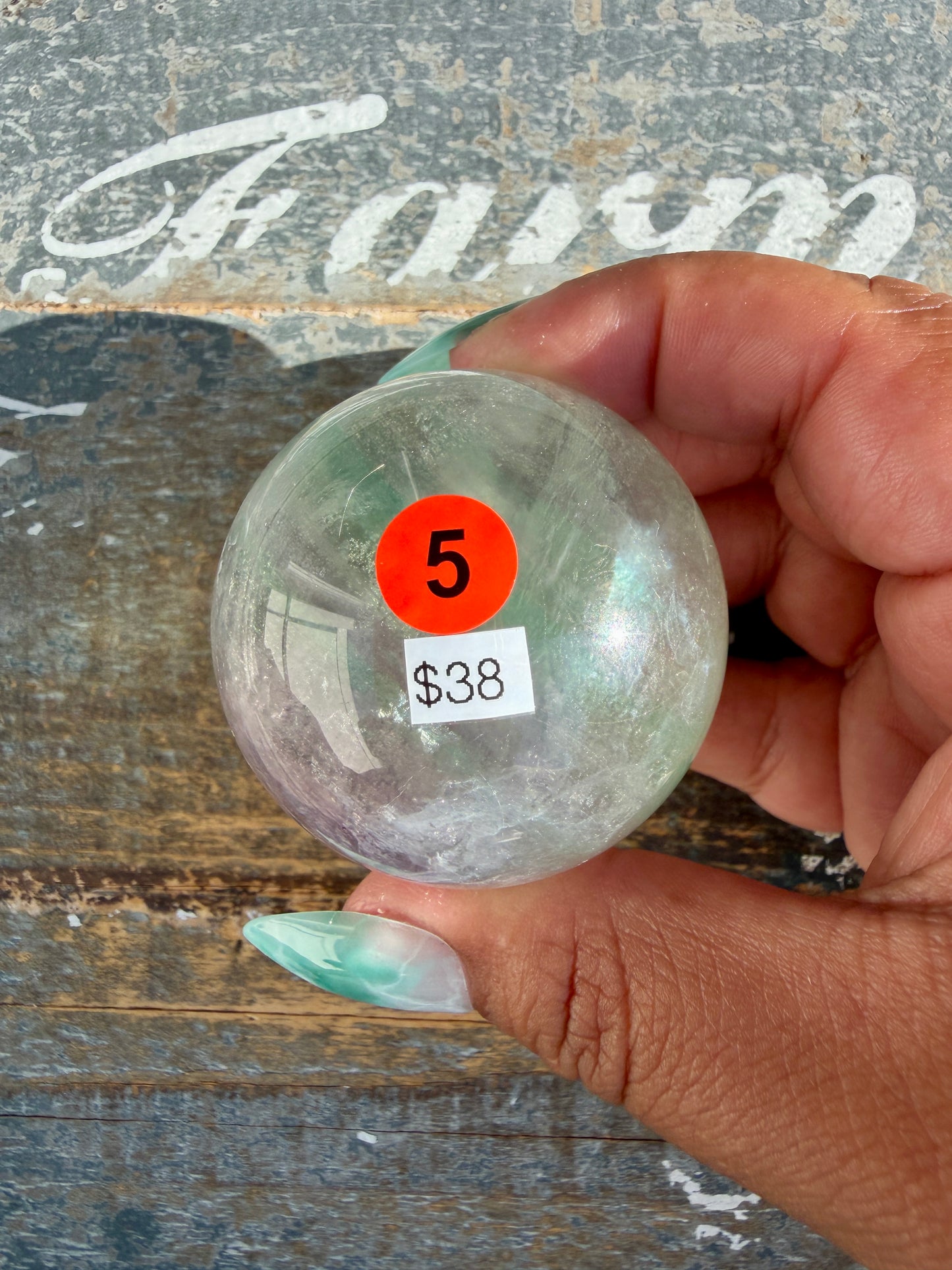 Gorgeous Stormy Water Fluorite Sphere | Opt 5