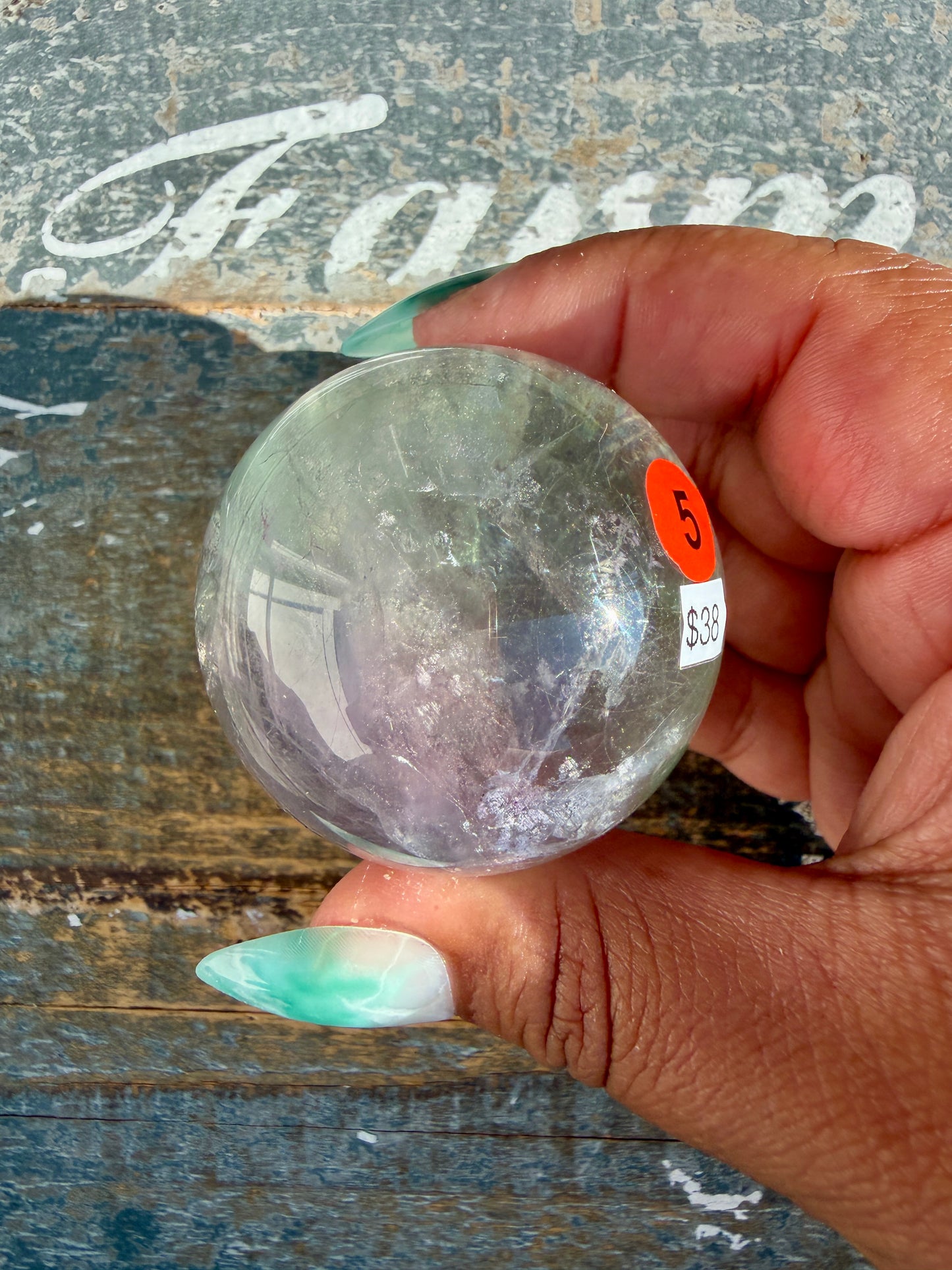 Gorgeous Stormy Water Fluorite Sphere | Opt 5