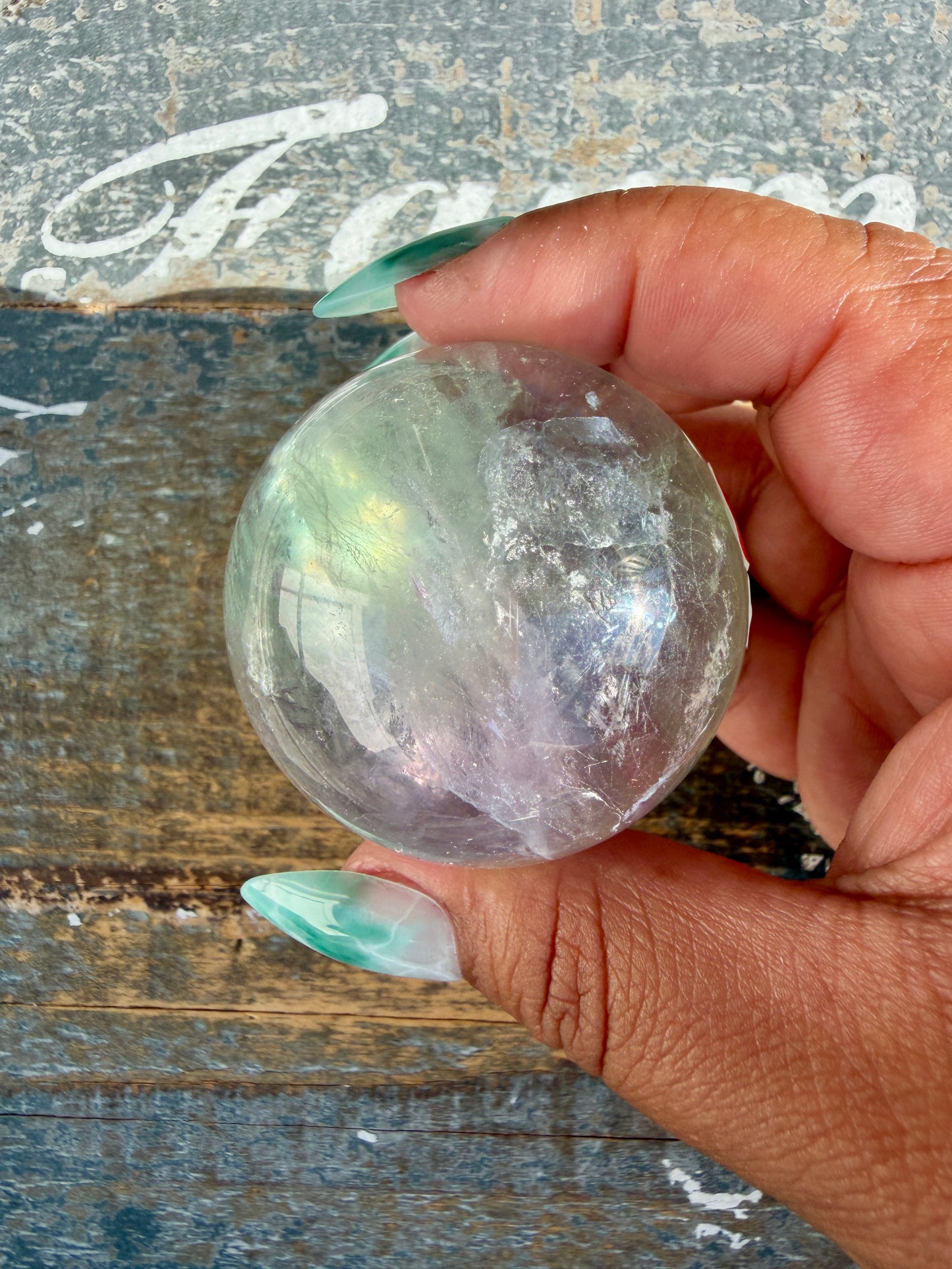 Gorgeous Stormy Water Fluorite Sphere | Opt 5