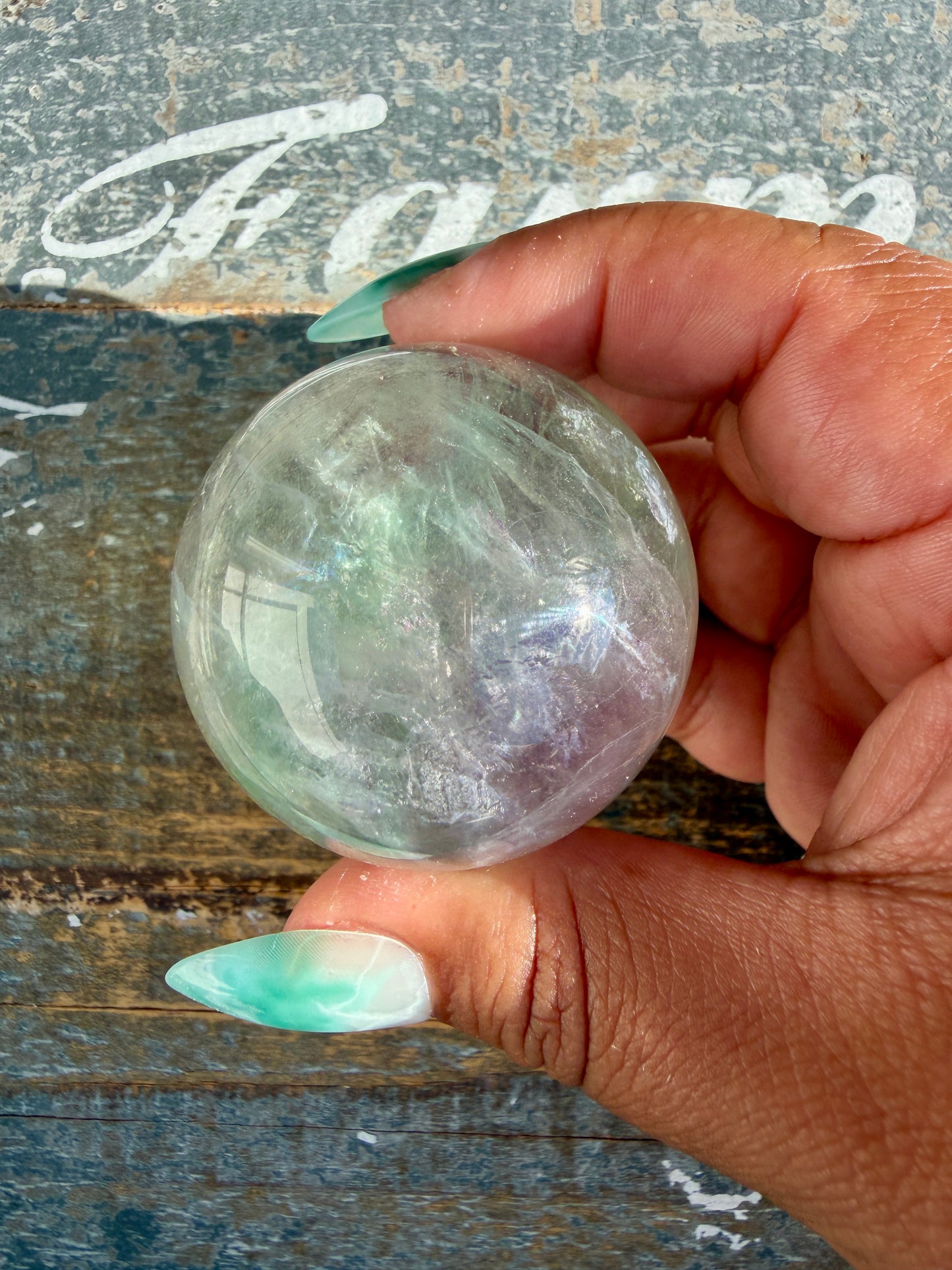 Gorgeous Stormy Water Fluorite Sphere | Opt 5