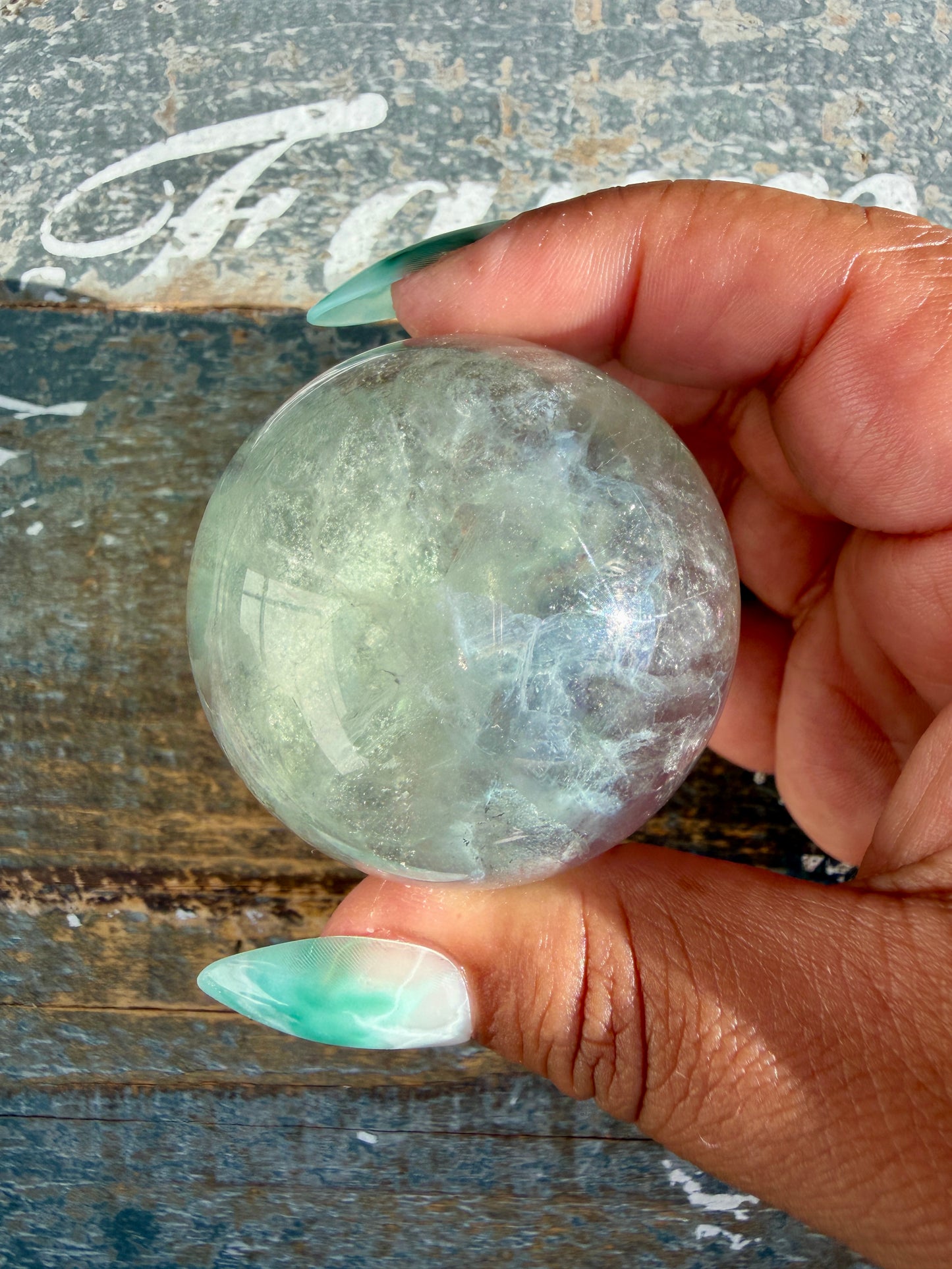 Gorgeous Stormy Water Fluorite Sphere | Opt 5