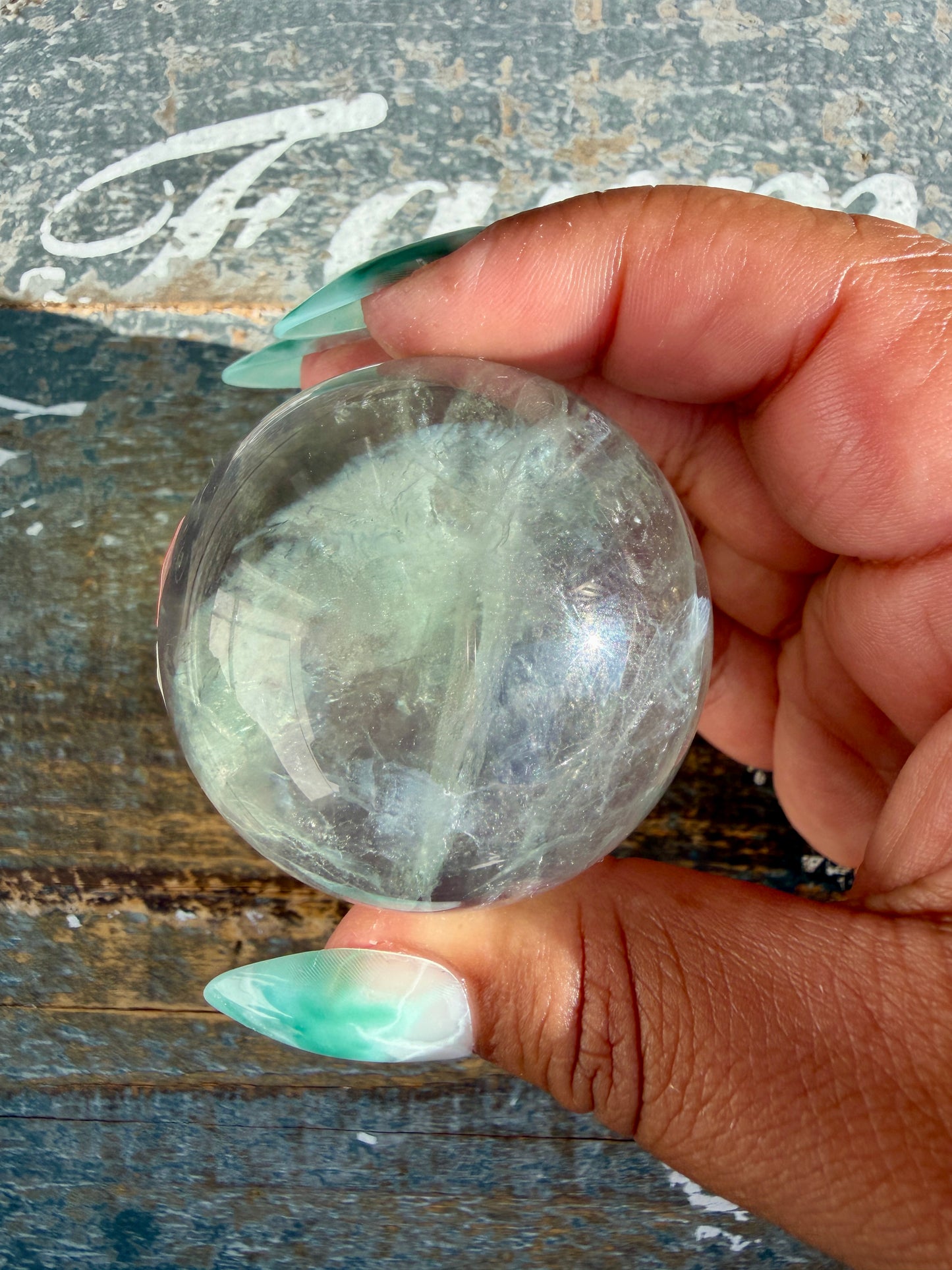 Gorgeous Stormy Water Fluorite Sphere | Opt 5