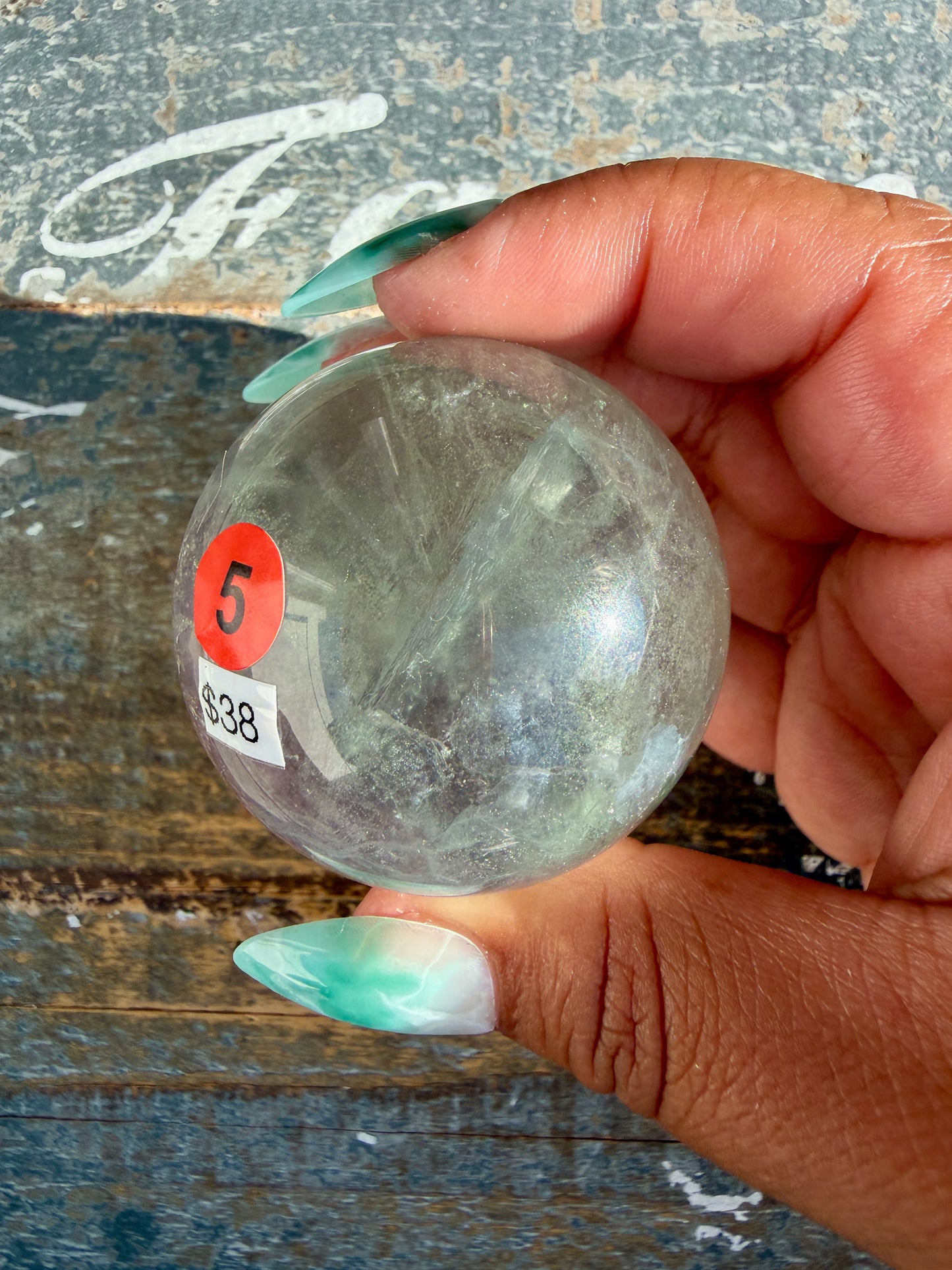 Gorgeous Stormy Water Fluorite Sphere | Opt 5