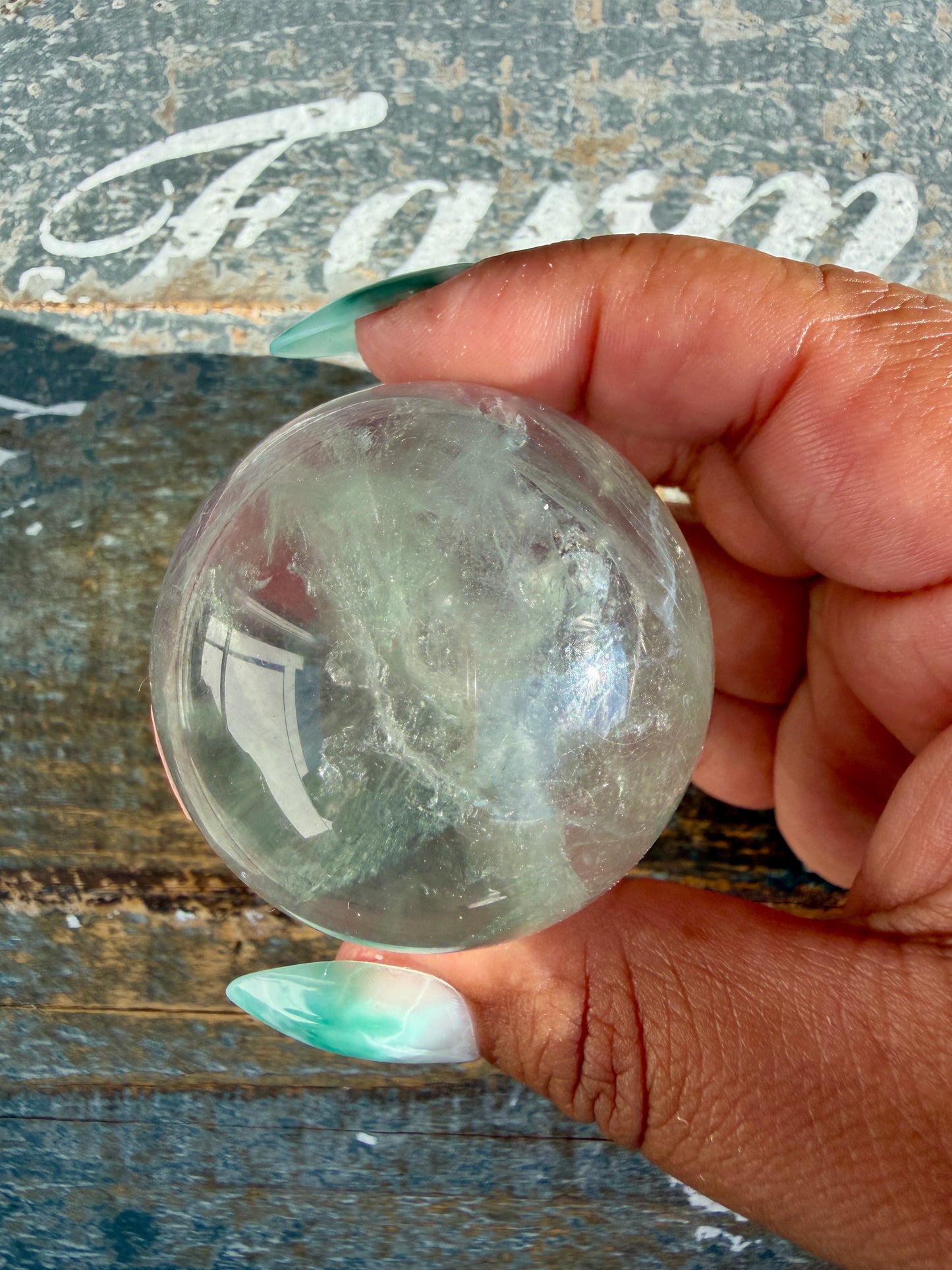 Gorgeous Stormy Water Fluorite Sphere | Opt 5