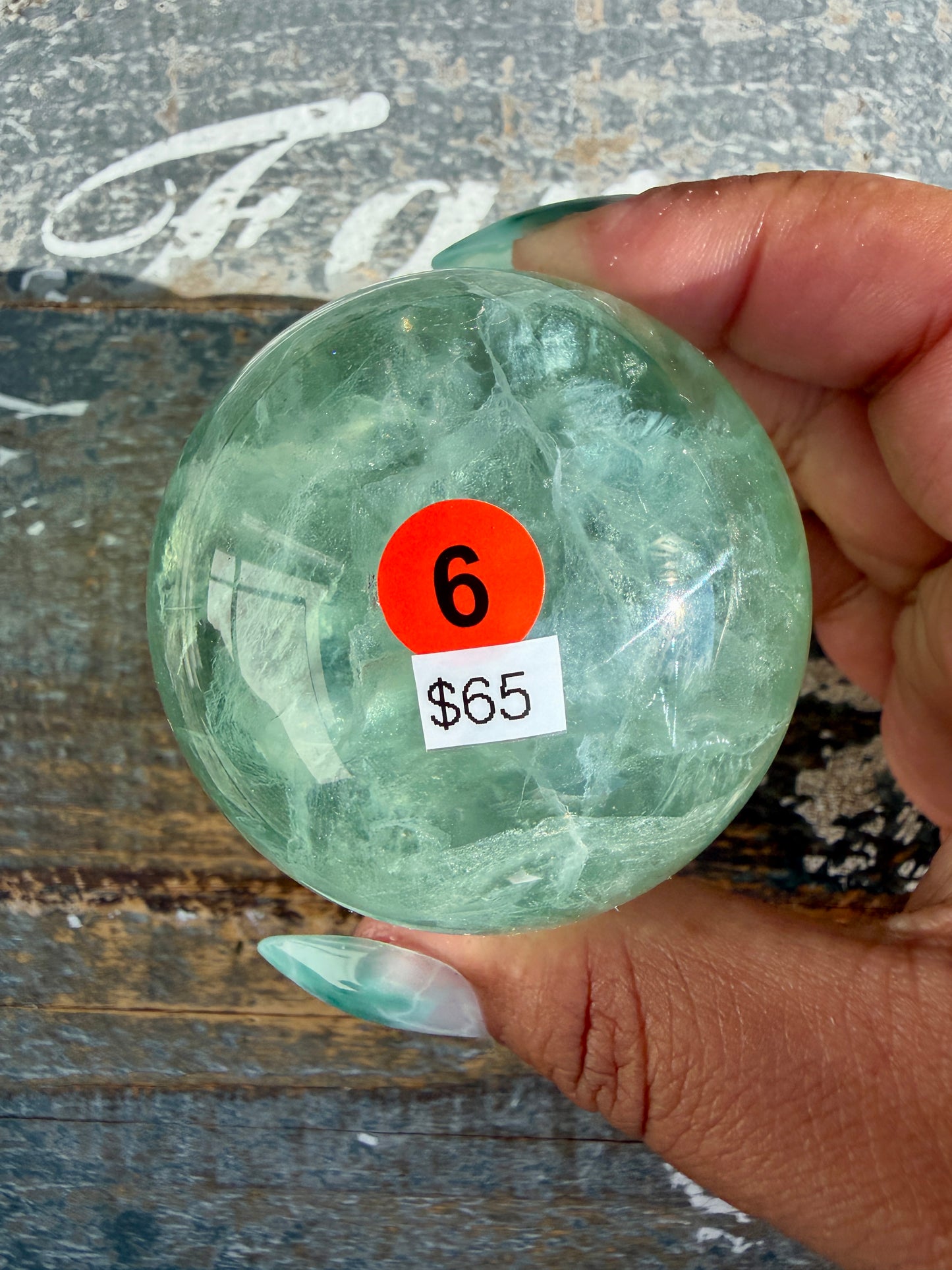 Gorgeous Stormy Water Fluorite Sphere | Opt 6