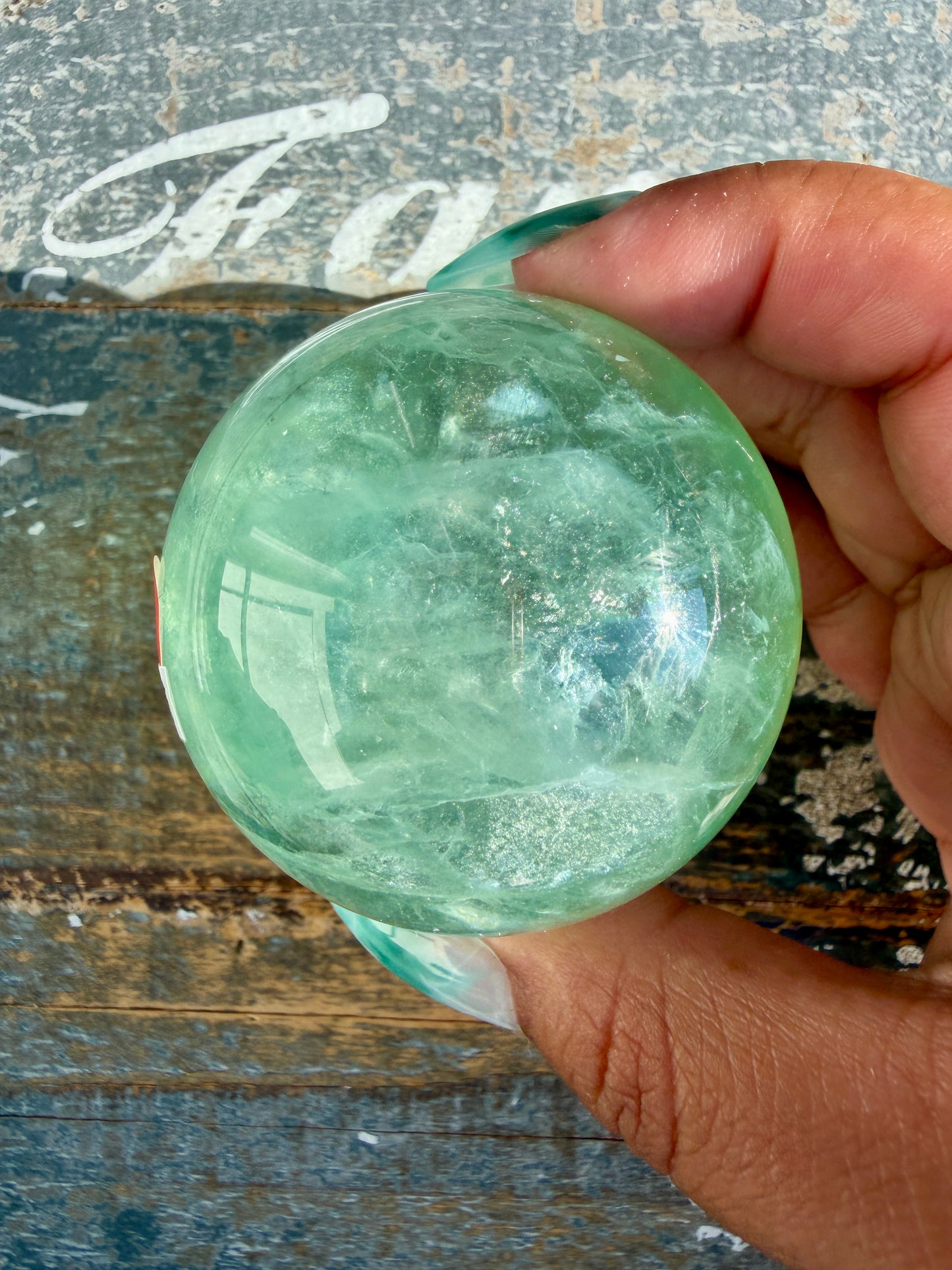 Gorgeous Stormy Water Fluorite Sphere | Opt 6