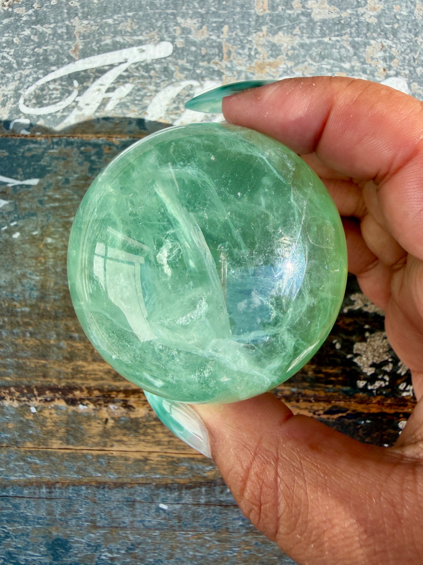 Gorgeous Stormy Water Fluorite Sphere | Opt 6