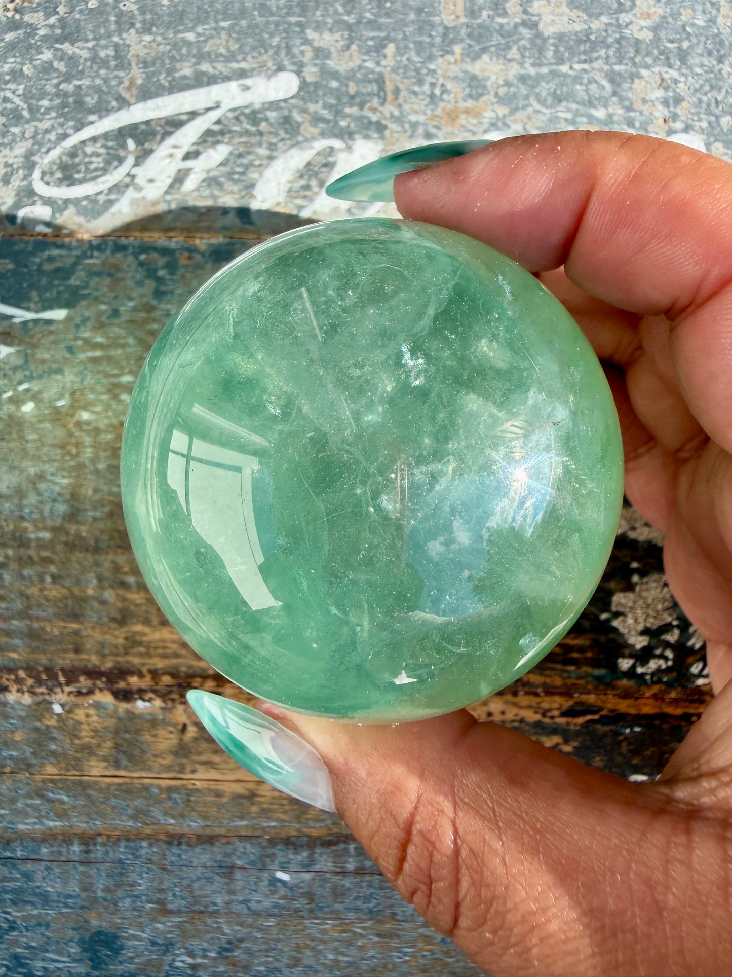 Gorgeous Stormy Water Fluorite Sphere | Opt 6