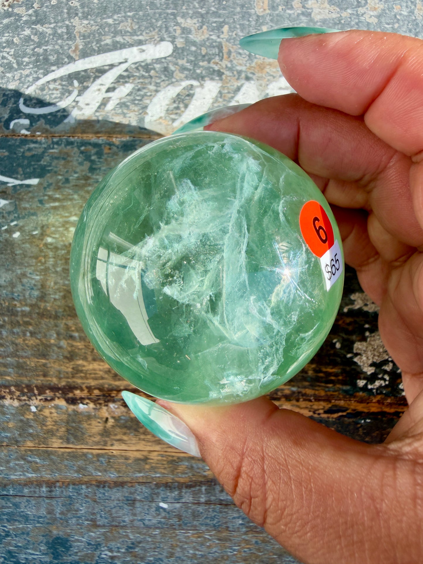 Gorgeous Stormy Water Fluorite Sphere | Opt 6