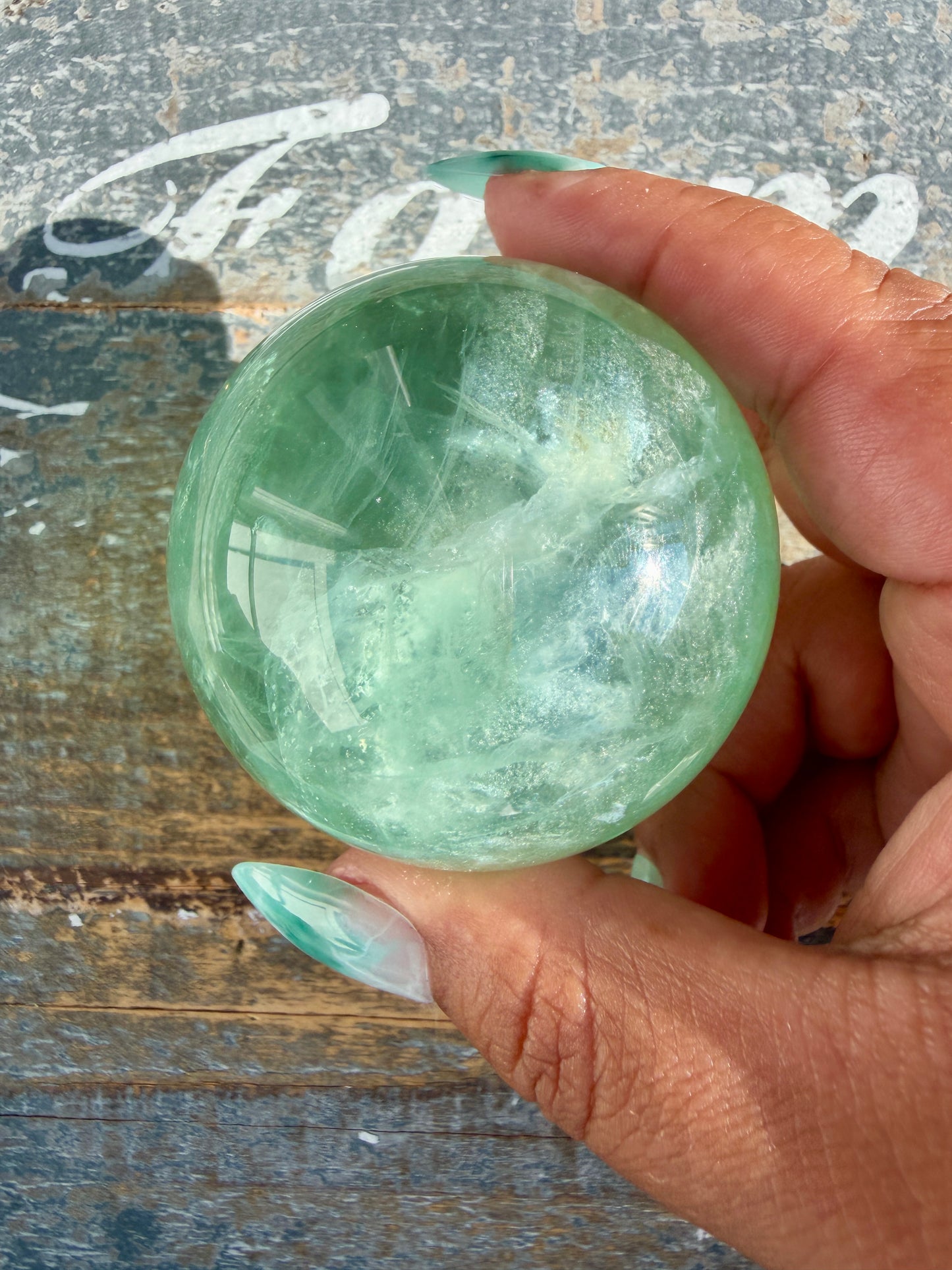 Gorgeous Stormy Water Fluorite Sphere | Opt 6