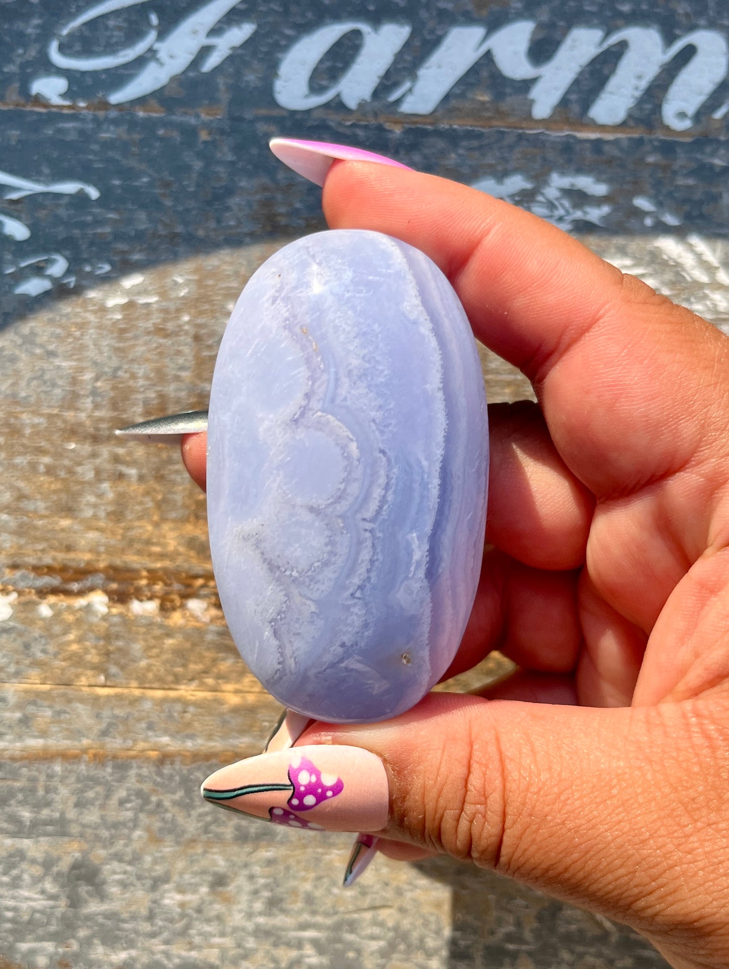 Gorgeous Blue Lace Agate Palm Stone