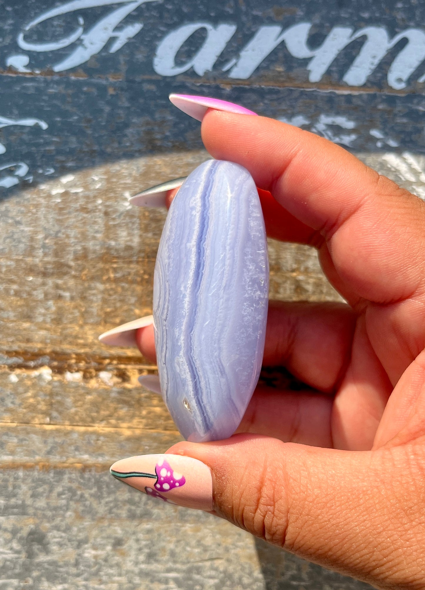 Gorgeous Blue Lace Agate Palm Stone