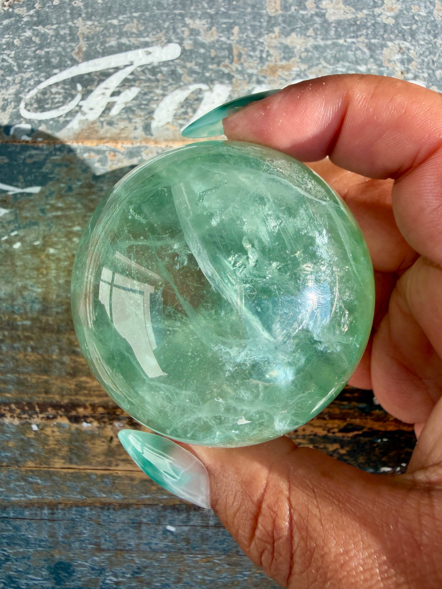 Gorgeous Stormy Water Fluorite Sphere | Opt 6