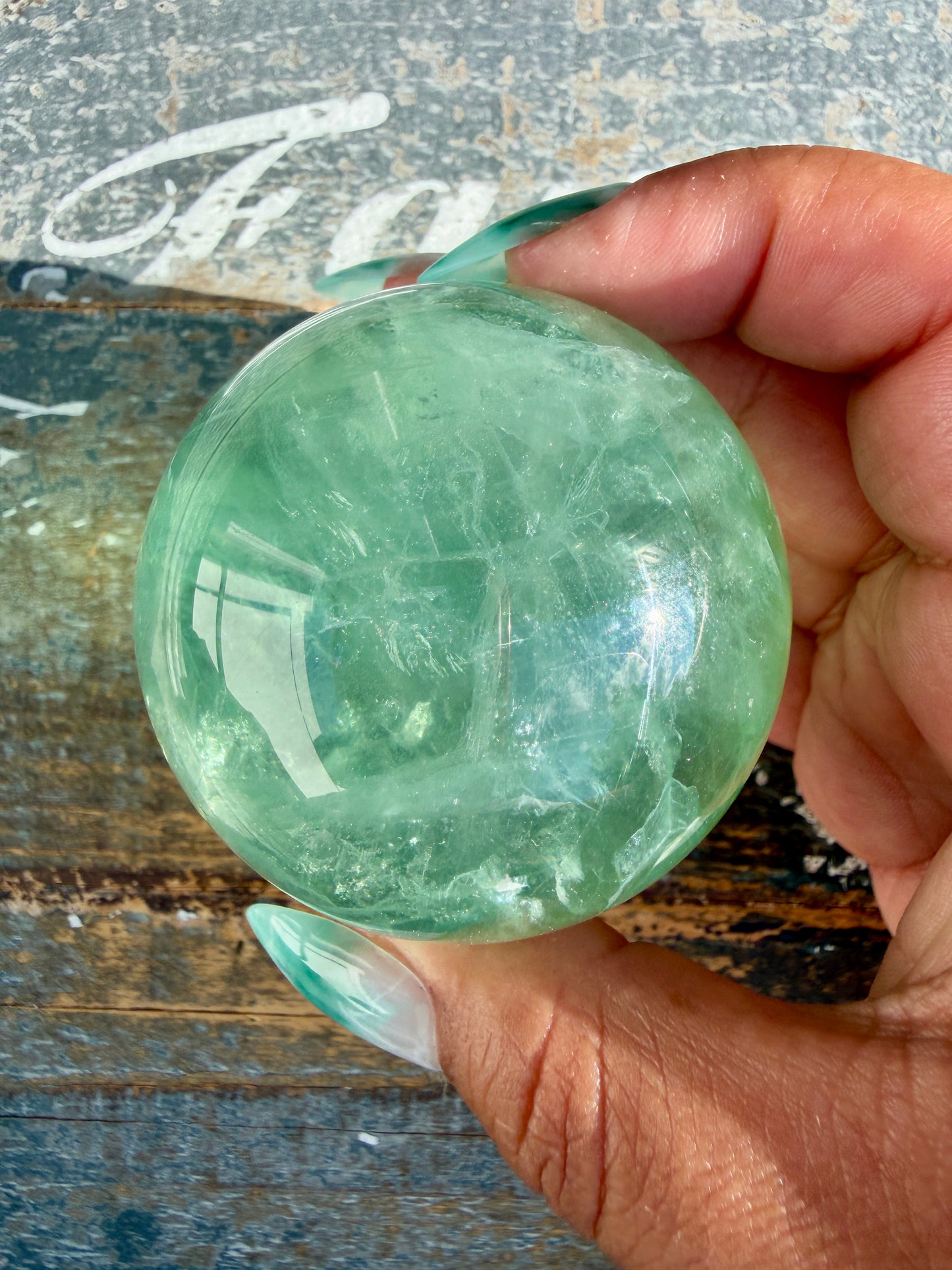 Gorgeous Stormy Water Fluorite Sphere | Opt 6