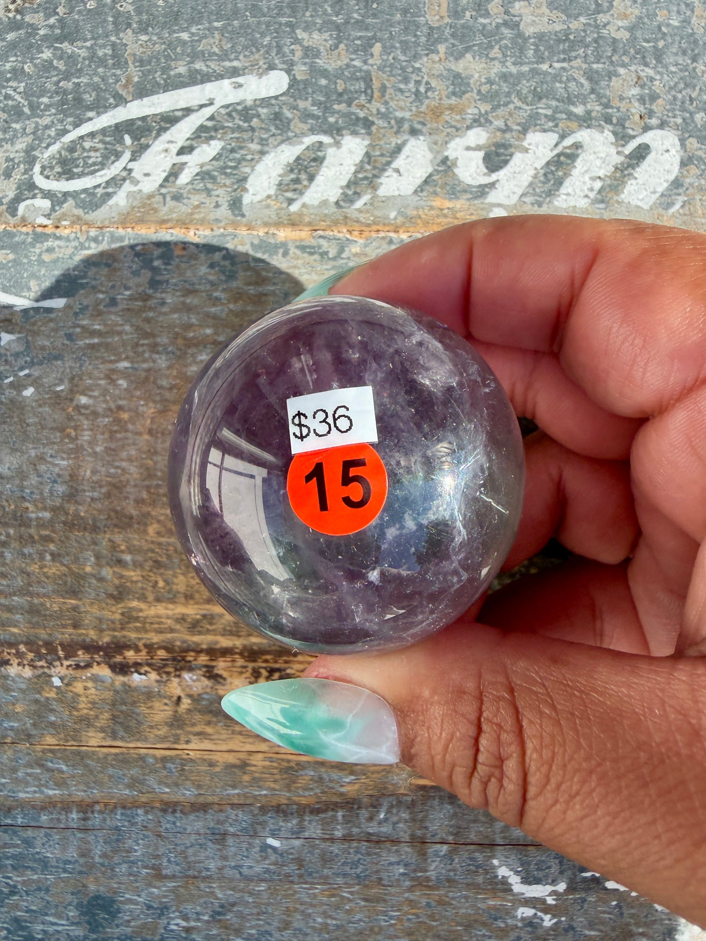 Gorgeous Stormy Water Fluorite Sphere | Opt 15