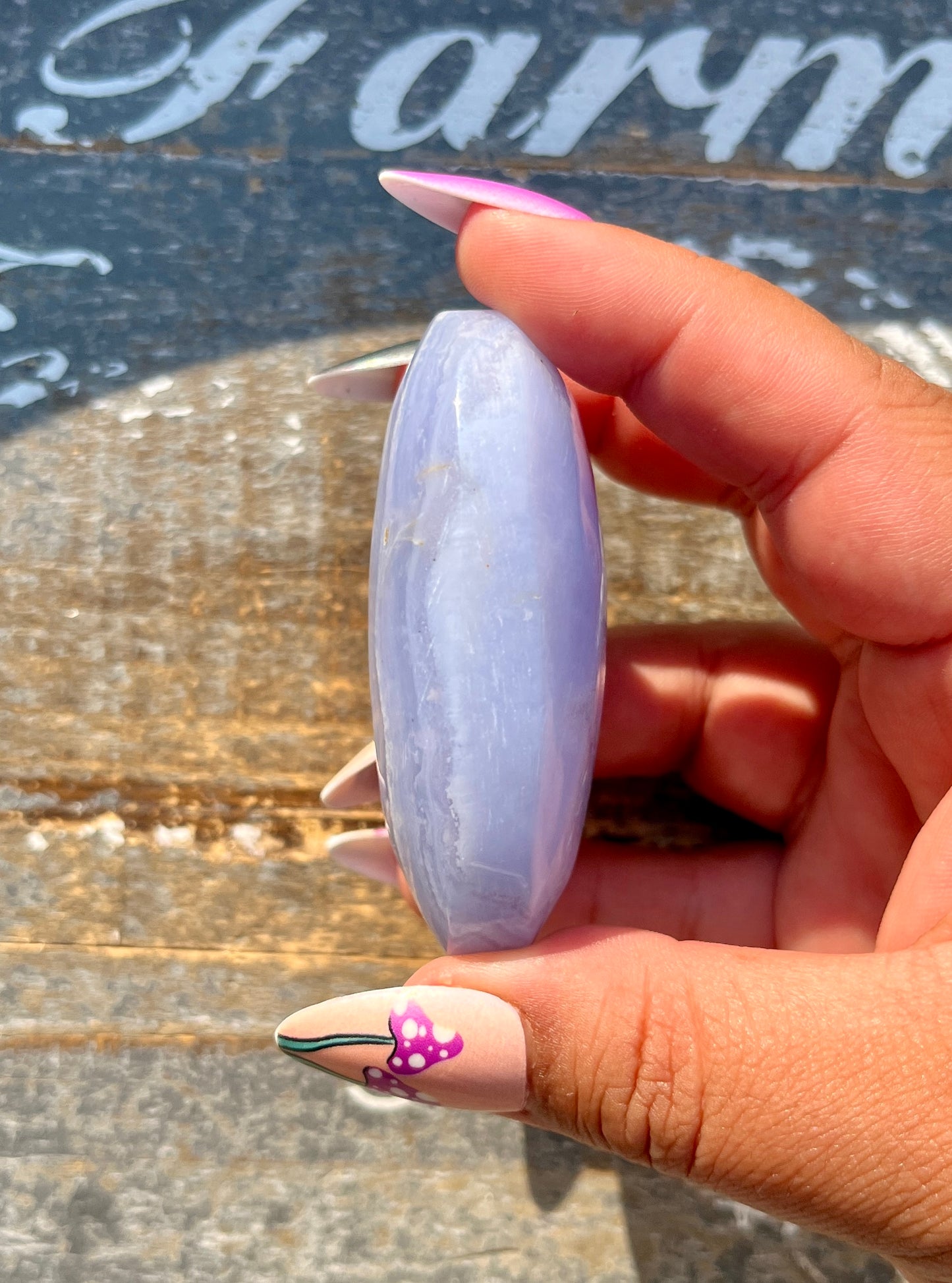 Gorgeous Blue Lace Agate Palm Stone